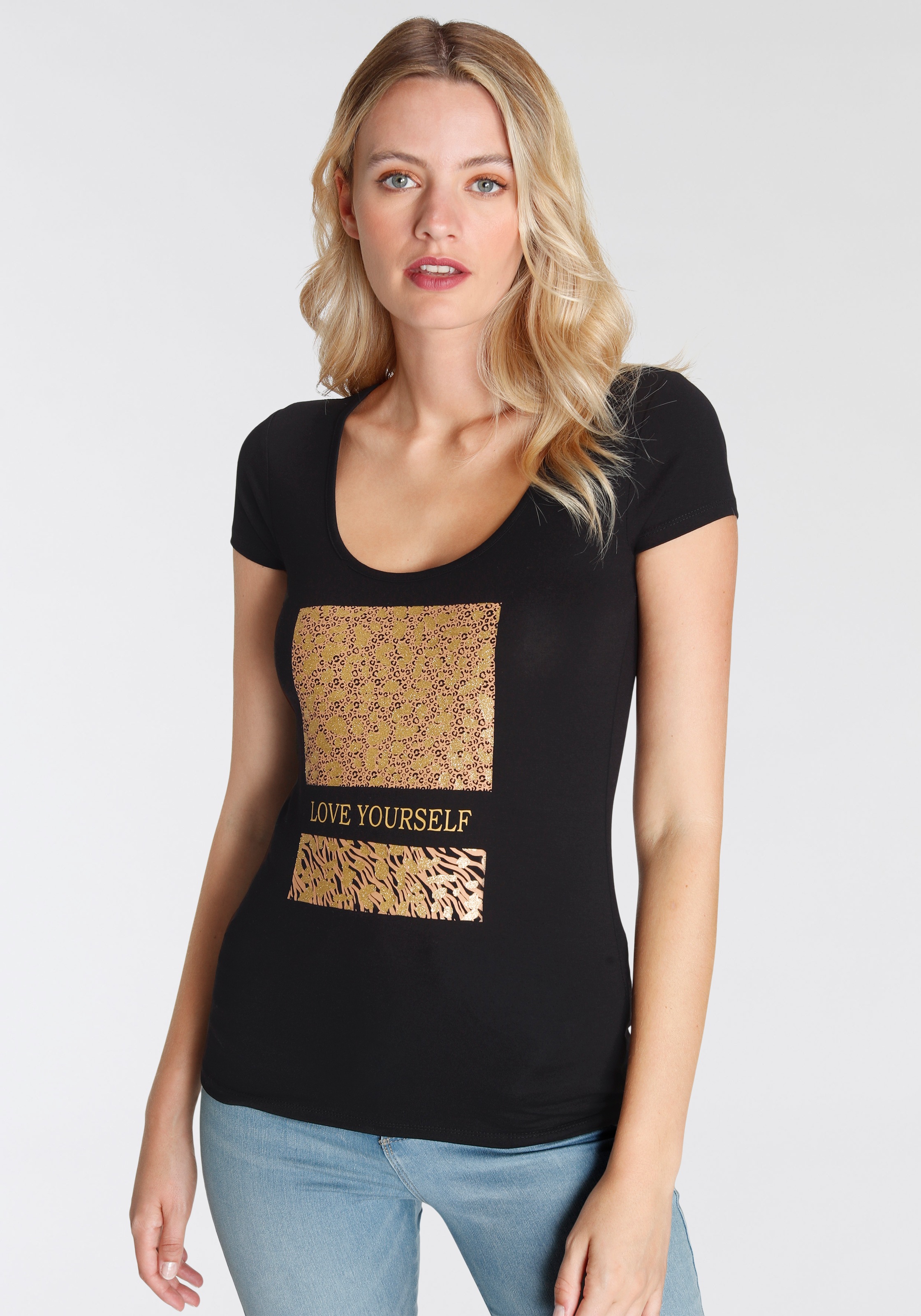 Melrose Rundhalsshirt, mit Glitzerprint kaufen
