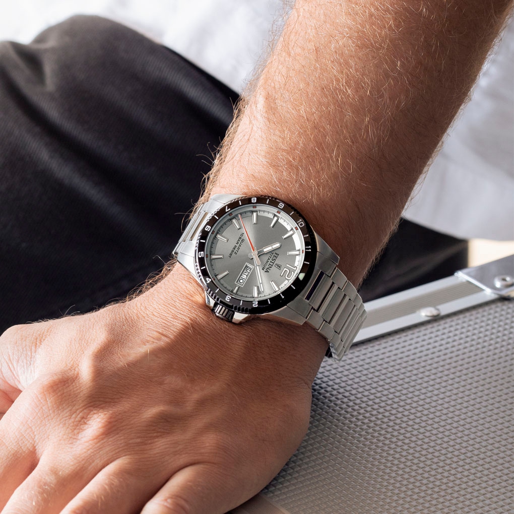 Festina Quarzuhr »Calendario Titanium«, Armbanduhr, Herrenuhr, analog, Tag, Wochentag