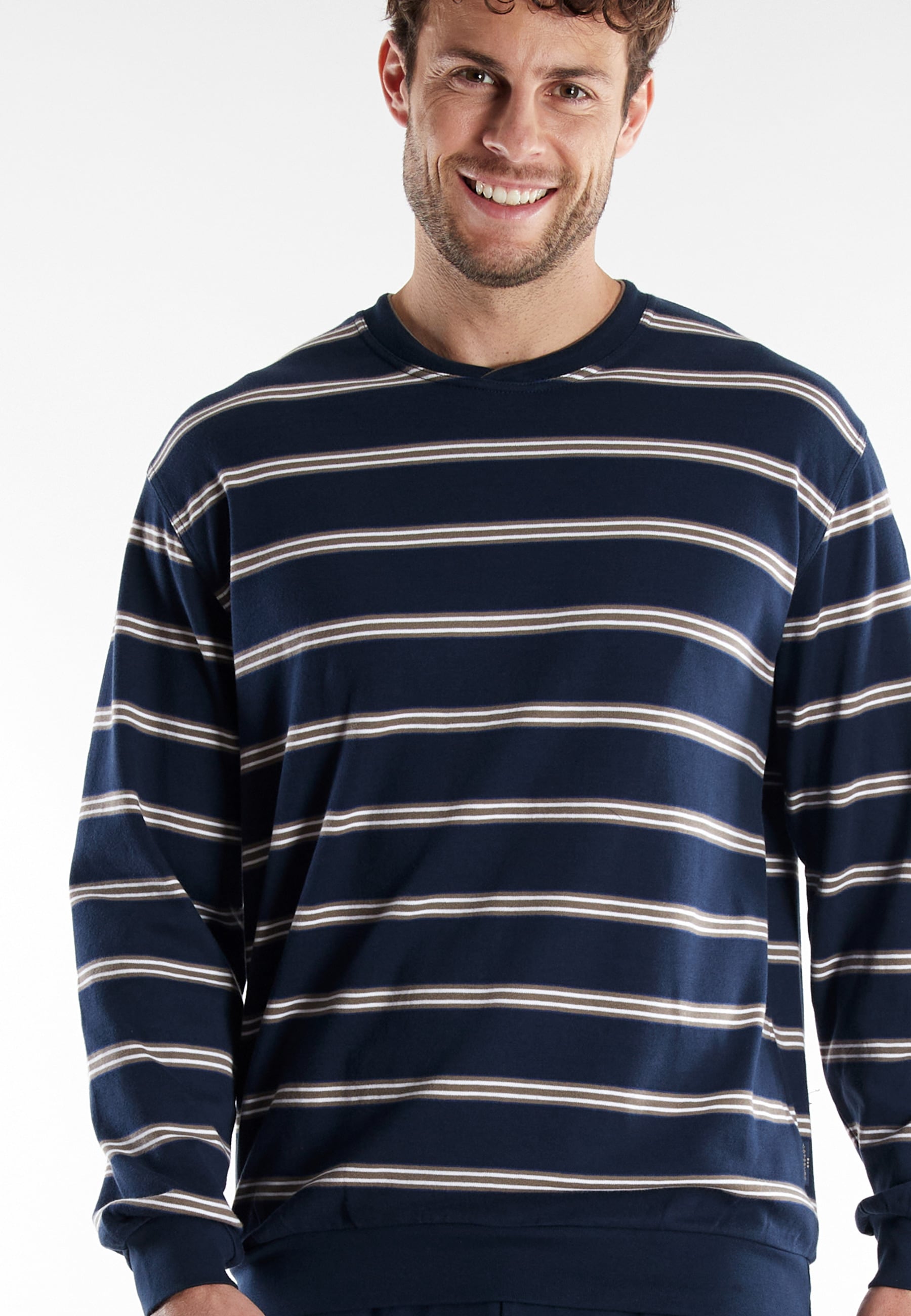 GÖTZBURG Schlafanzug »Kos« 2 Stk. tlg., mit langen Ärmeln und Rundhalsausschnitt, Oberteil gestreift