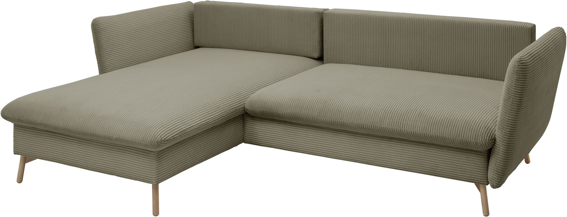 andas Ecksofa »MERLE, 258 cm, L-Form, traumhafter Cord,«, mit Bettfunktion und Bettkasten, Liegefläche 224 x 139