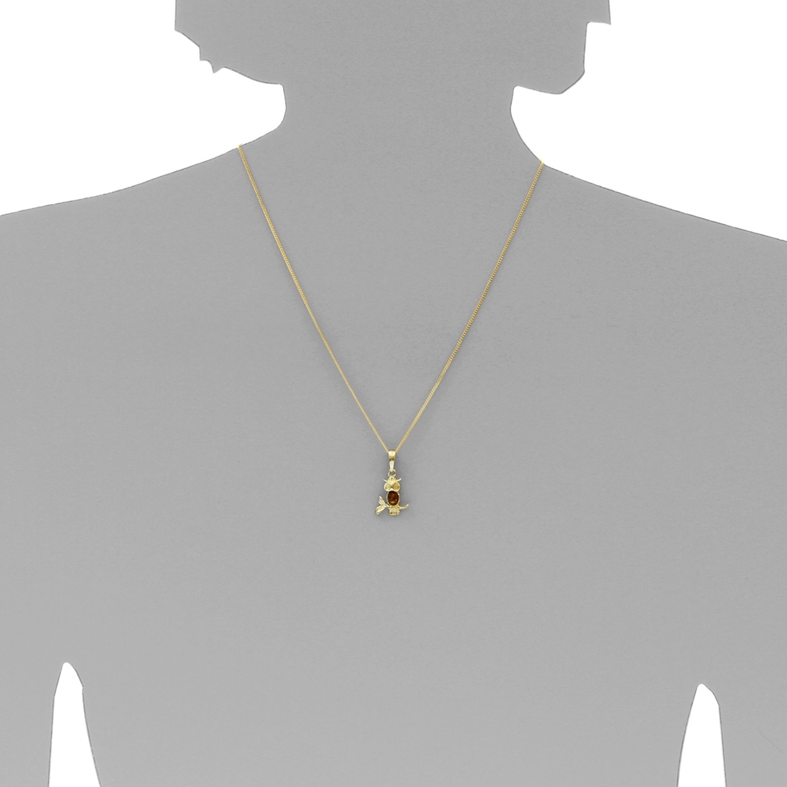 OSTSEE-SCHMUCK Kette mit Anhänger »- Eule - Silber 925/000, vergoldet - Bernstein«