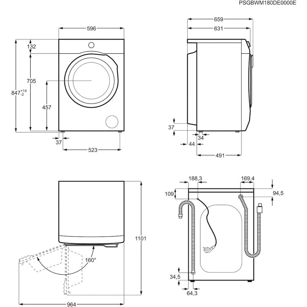 AEG Waschmaschine »L6FB49VFL«, Serie 6000, L6FB49VFL, 9 kg, 1400 U/min, Hygiene-/ Anti-Allergie Programm mit Dampf