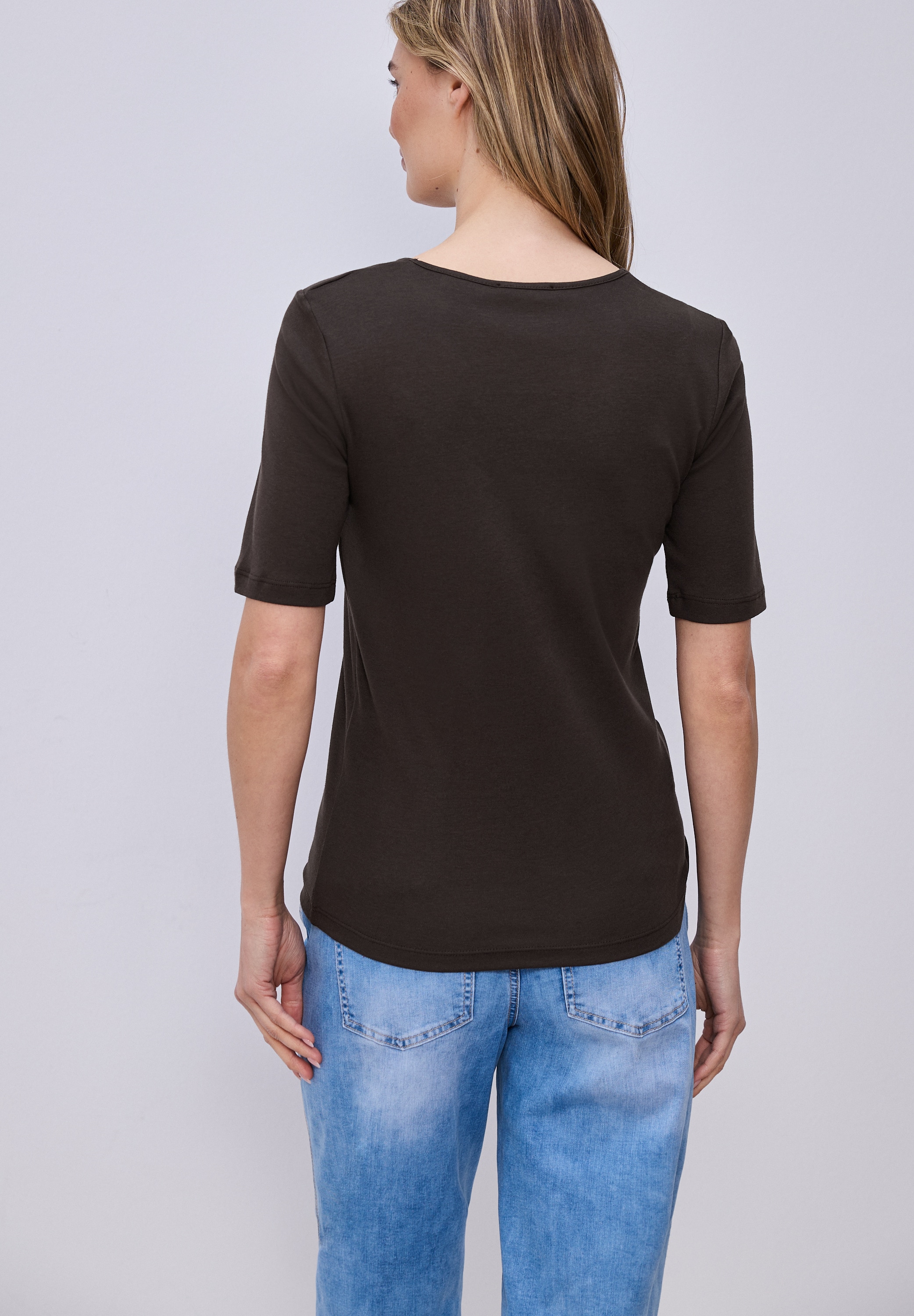 STREET ONE Kurzarmshirt »Style Palmira« mit tiefem Rundhalsausschnitt