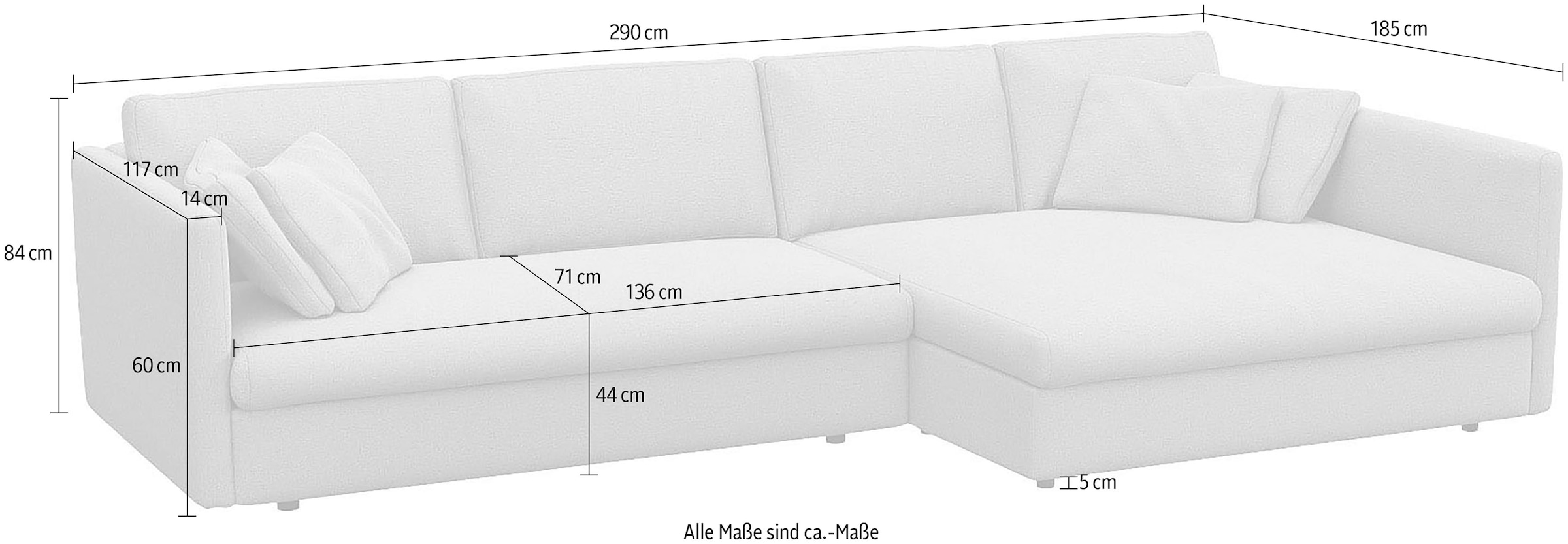 FLEXLUX Ecksofa »Lovane«, Weich & anschmiegsam, große Sitztiefe auf Kaltschaum, Dekokissen inkl.