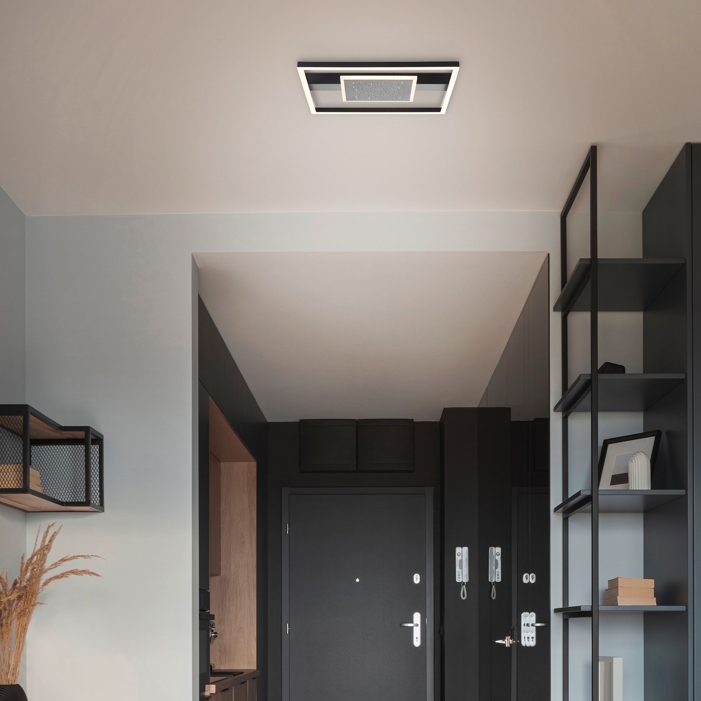 BreLight LED Deckenleuchte »Reno« 1 Stk. Warmweiß 37 x 37 cm, 3500 lm, 3000 K, Sternenglanz, schwarz