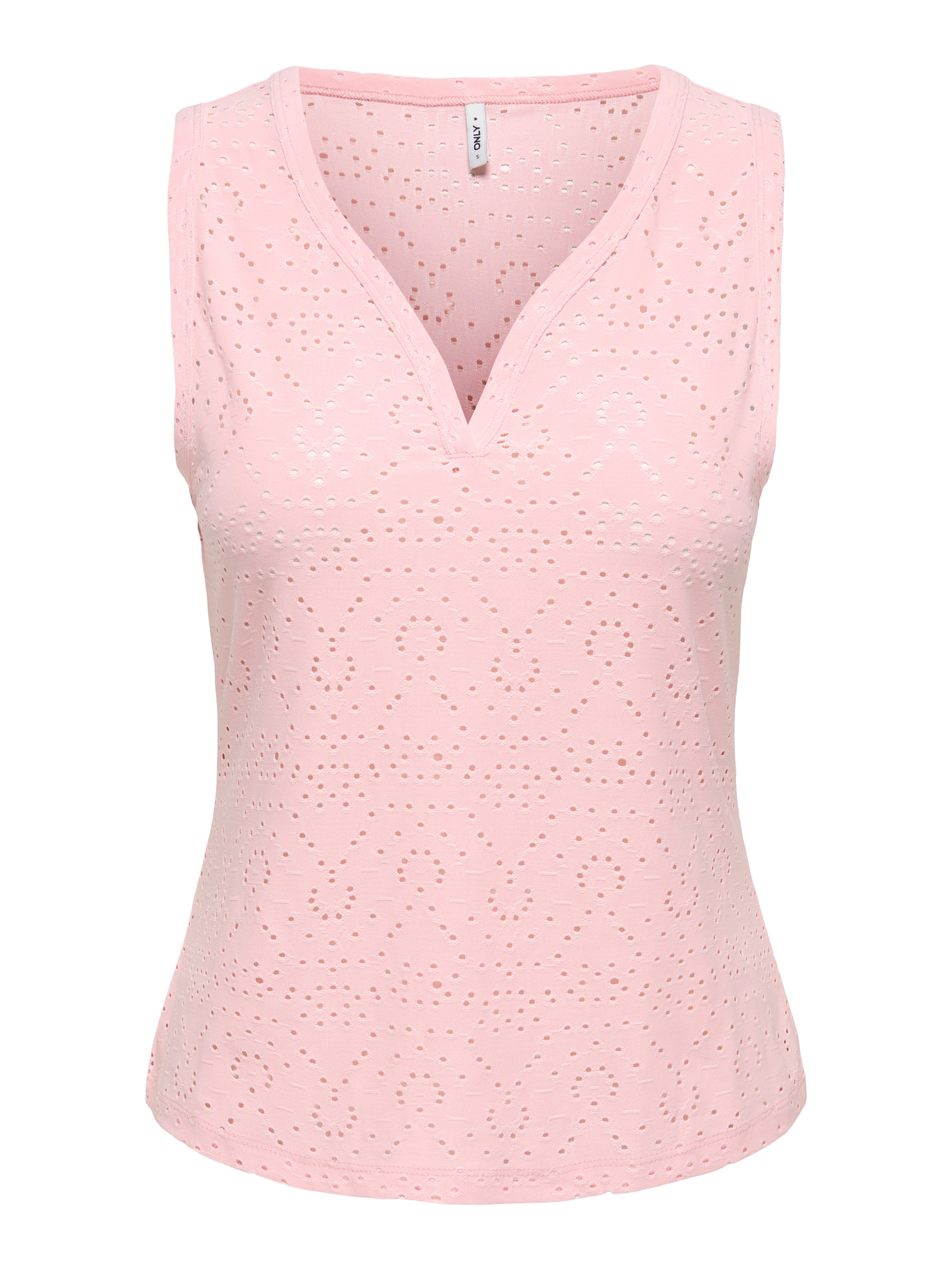 ONLY Spitzentop »ONLSMILLA S/L V-NECK TOP JRS« Materialmix, regular fit, V-Ausschnitt