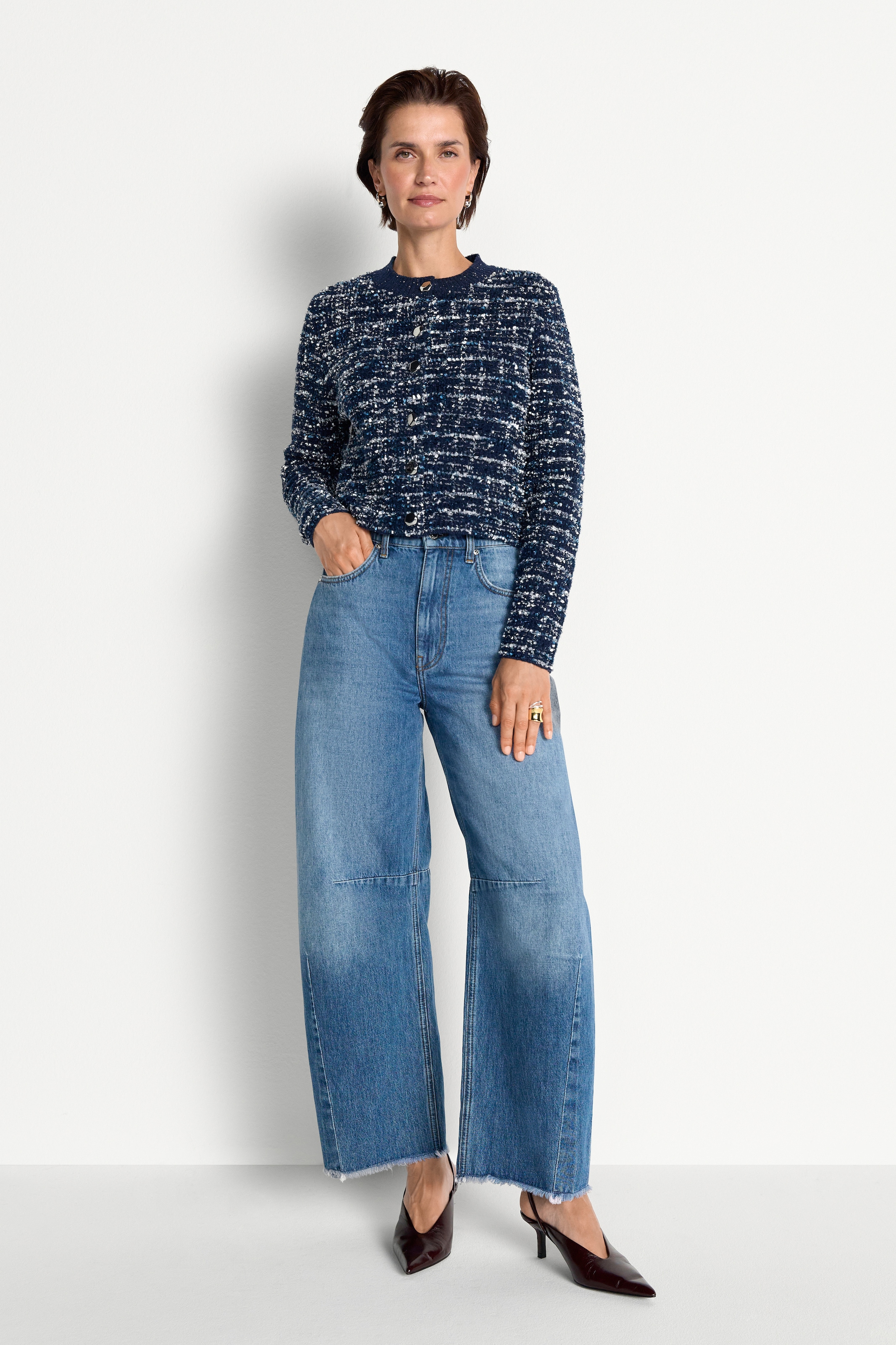 RICHROYAL Bouclèjacke ohne Kapuze Regular fit mit Zierknöpfen