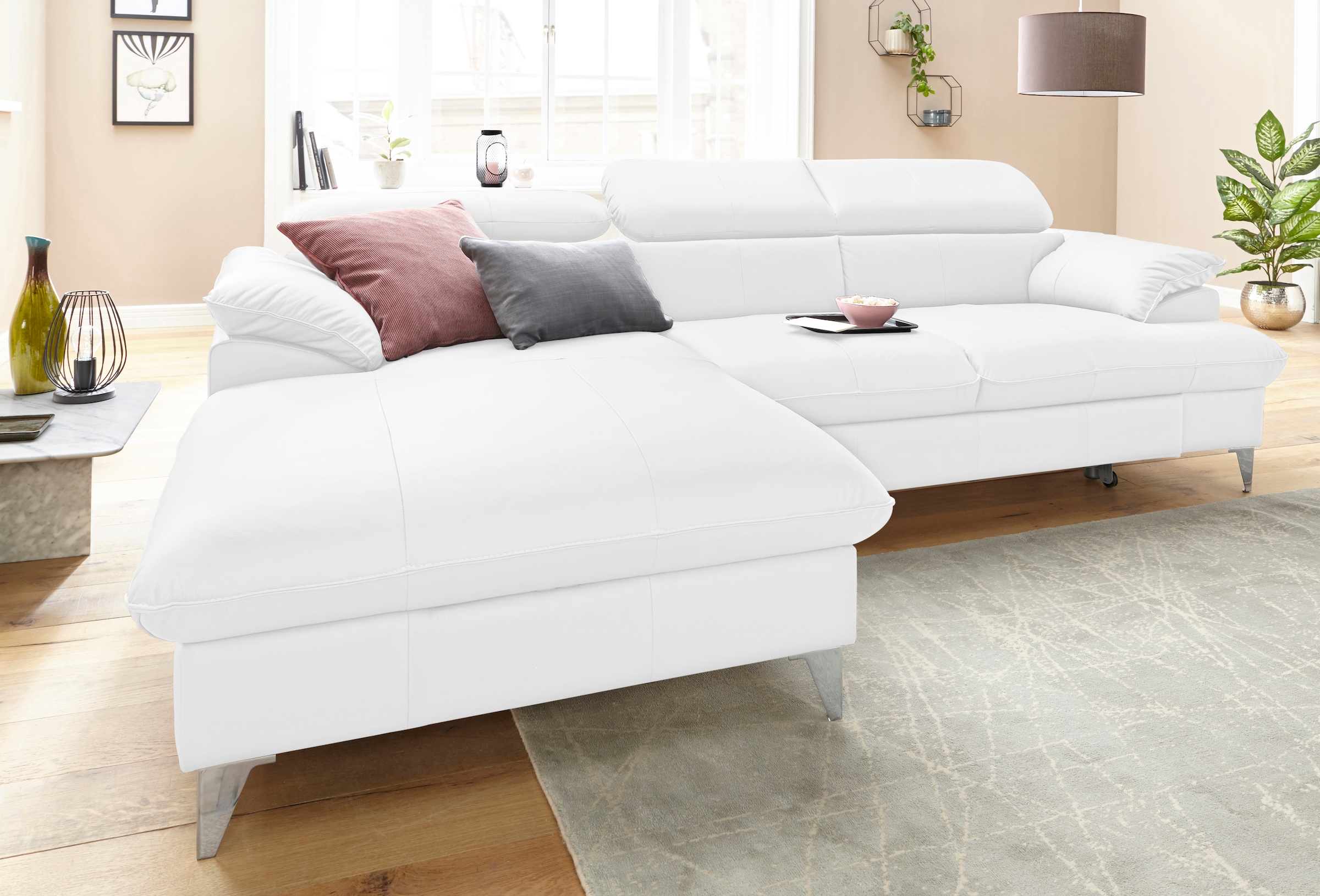 COTTA Ecksofa »Caluso L-Form«, inklusive Kopfteilverstellung, wahlweise mit Bettfunktion