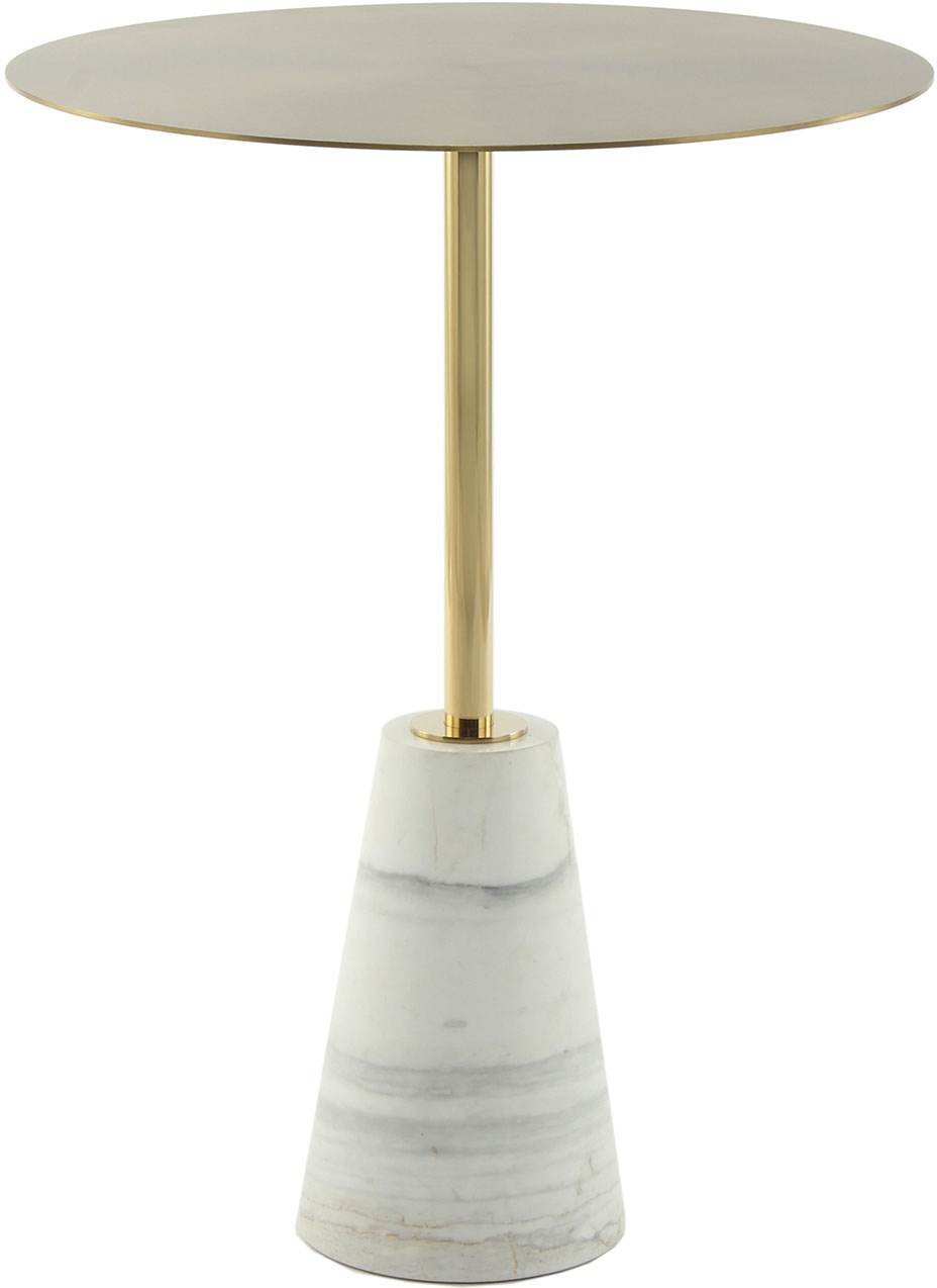 Kayoom Beistelltisch »Oscar 325, Ausgestattet mit stabilem Marmorfuß,  Edelstahl-Gestell« 1 Stk. tlg. Stabiler Marmorfuß, runde Ablagefläche und Gestell aus Edelstahl