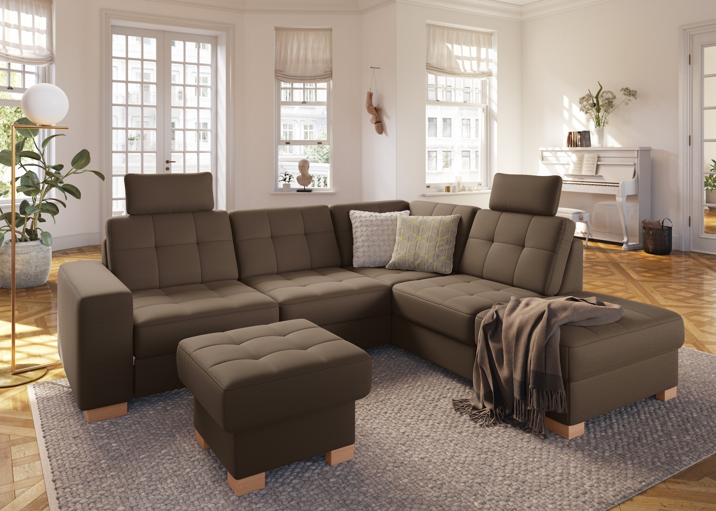 sit&more Ecksofa »Quincy L-Form«, wahlweise mit Bettfunktion und Bettkasten