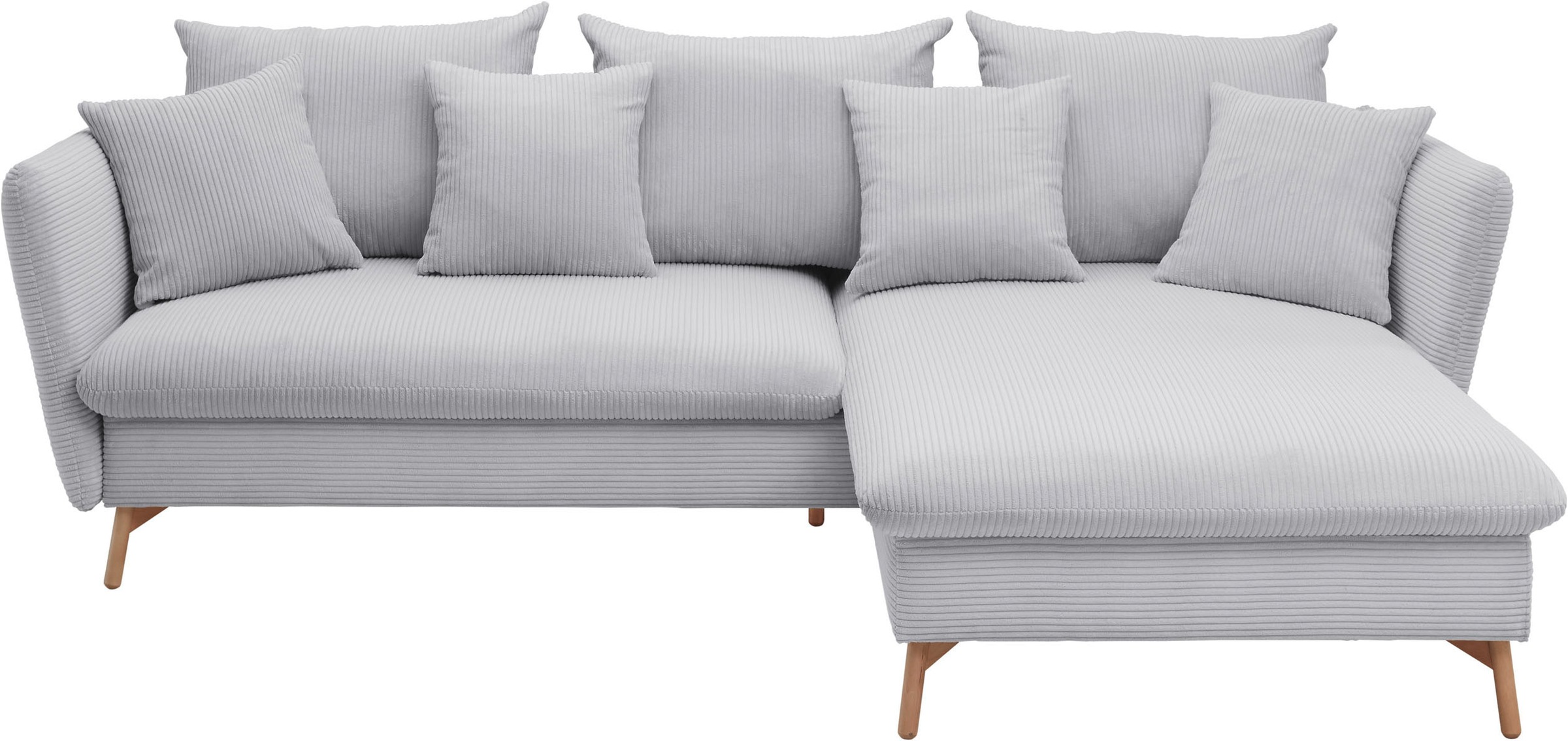 andas Ecksofa »MERLE, 258 cm, L-Form, traumhafter Cord,«, mit Bettfunktion und Bettkasten, Liegefläche 224 x 139
