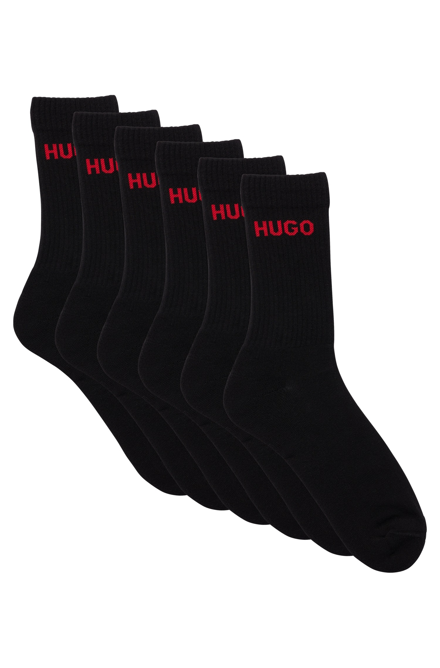 HUGO Underwear Socken »6P QS RIB LOGO CC«, (Packung, 6er Pack), mit eingestricktem HUGO Logo