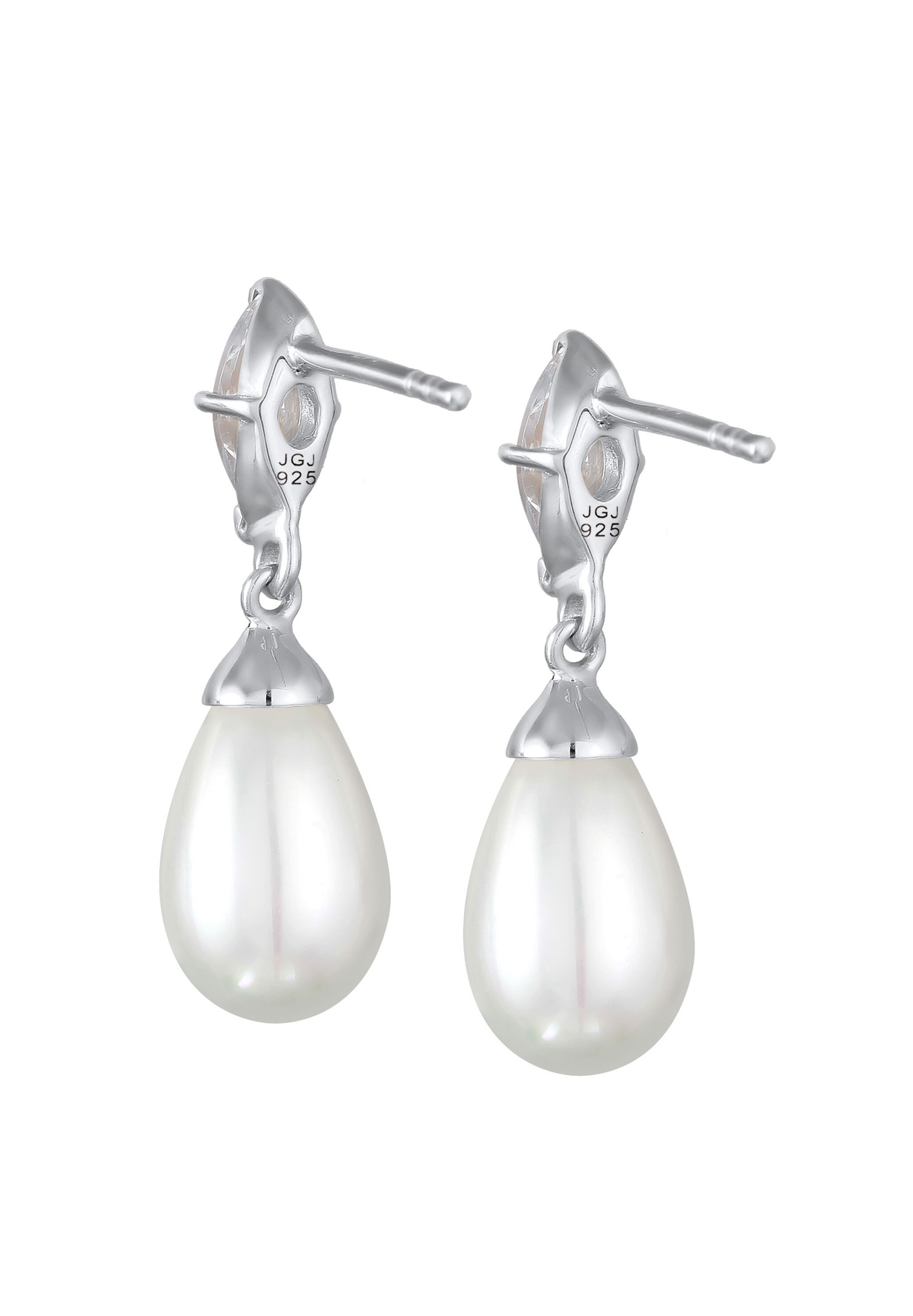 Elli Paar Ohrstecker »Ohrringe Zirkonia Muschelkernperle Tropfen 925 Silber«