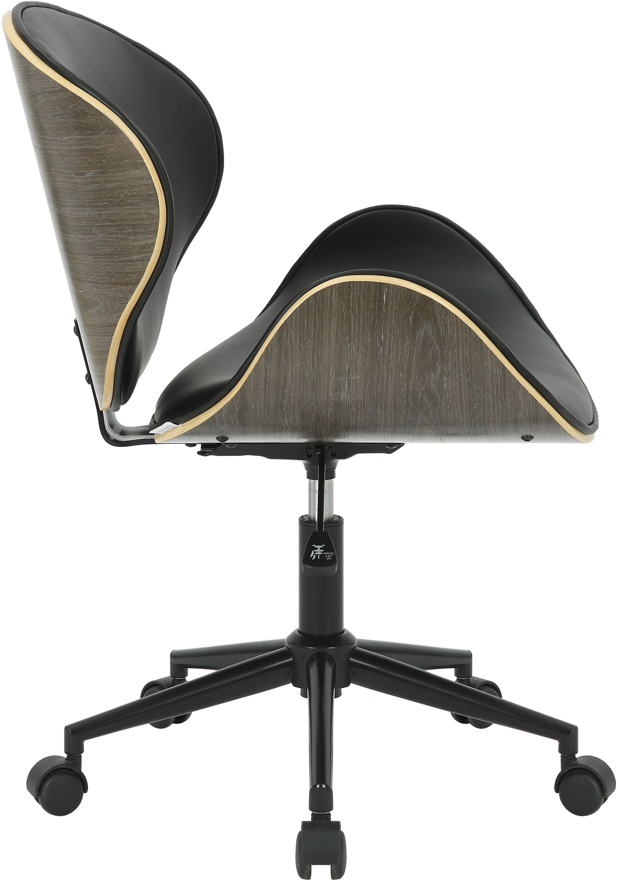 Guido Maria Kretschmer Home&Living Bürostuhl »Halvard«, Kunstleder, Sitzschale aus Furnierholz, geräuscharme Rollen, moderner Retrolook
