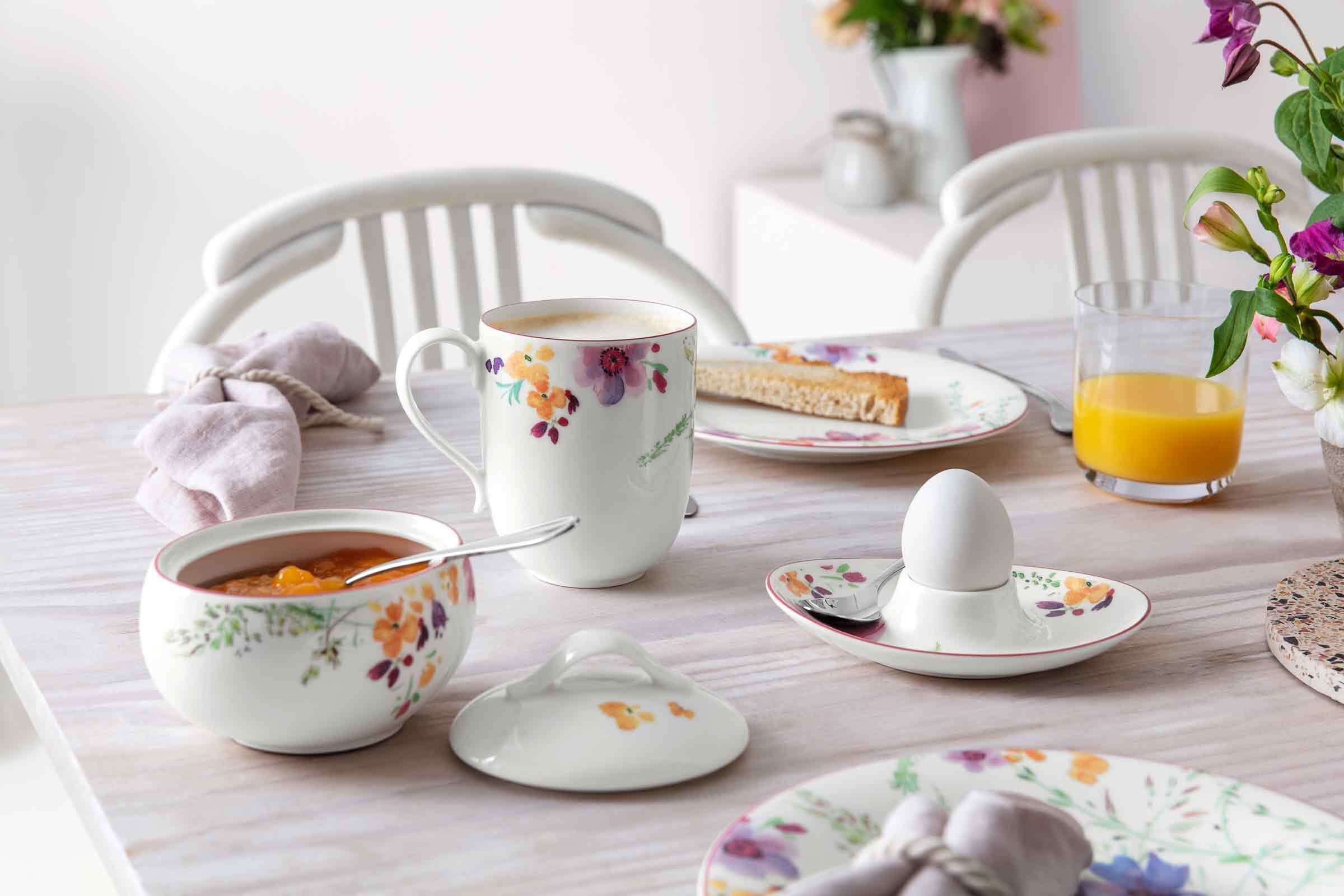Villeroy & Boch Eierbecher »Eierbecher Mariefleur Basic 4er Set bunt« Spülmaschinengeeignet, Mikrowellenfest