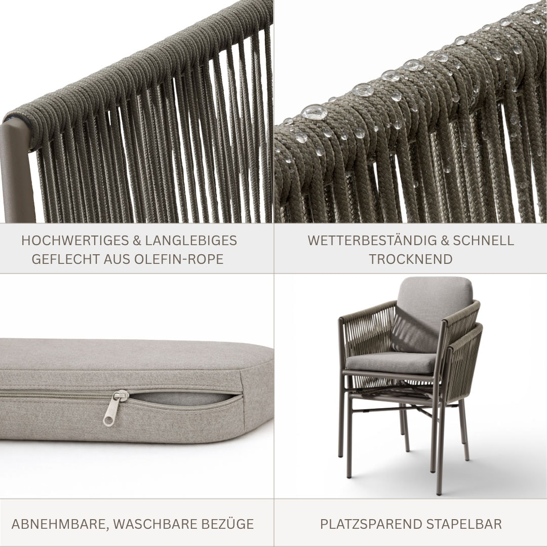 Destiny Gartensessel »LUCCA« Set, 2 Stk. tlg. Aluminium, Olefin-Rope, inkl. Auflagen, stapelbar