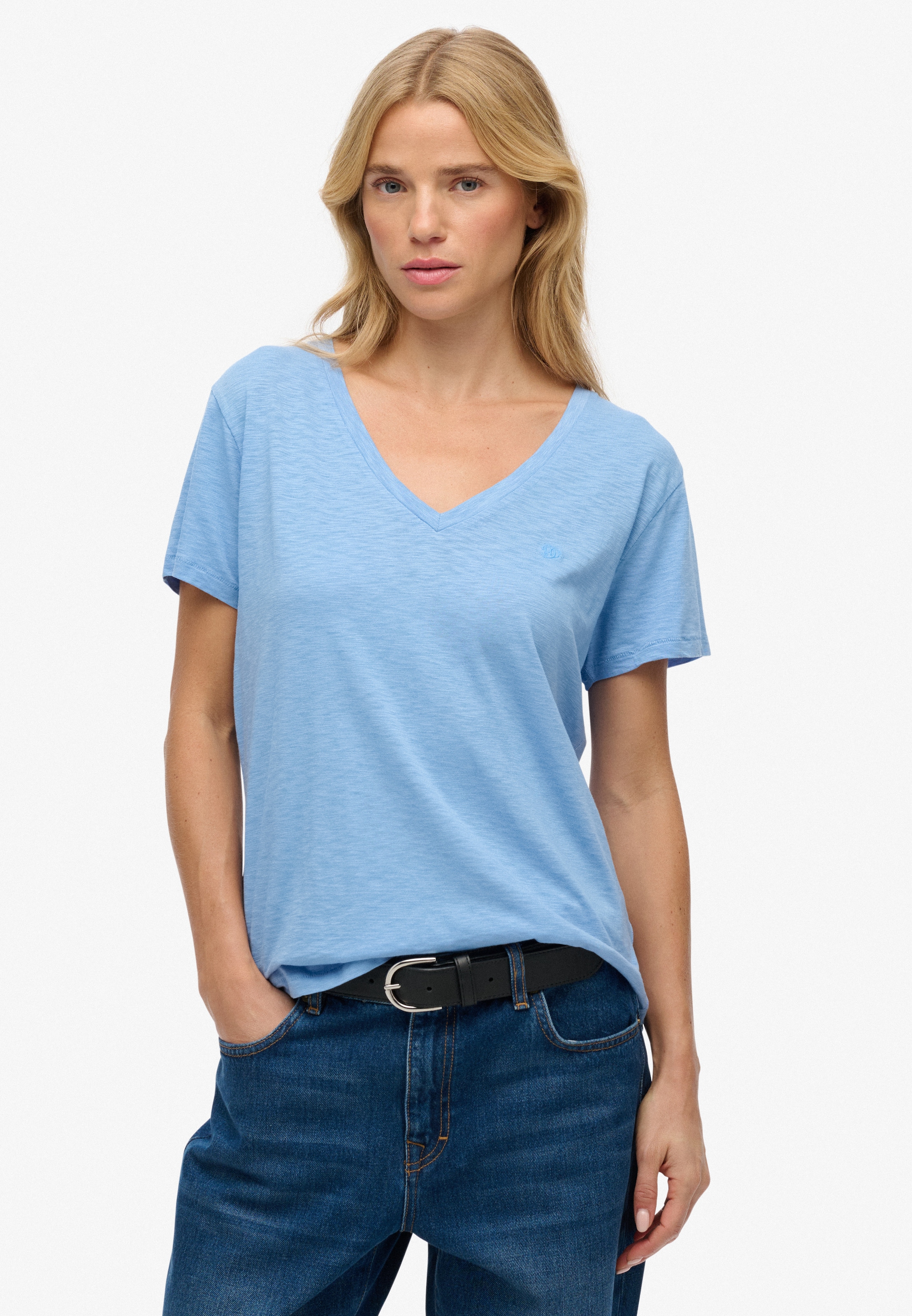 Superdry T-Shirt »STUDIOS SLUB EMB VEE TEE« Baumwollmischung, relaxed fit