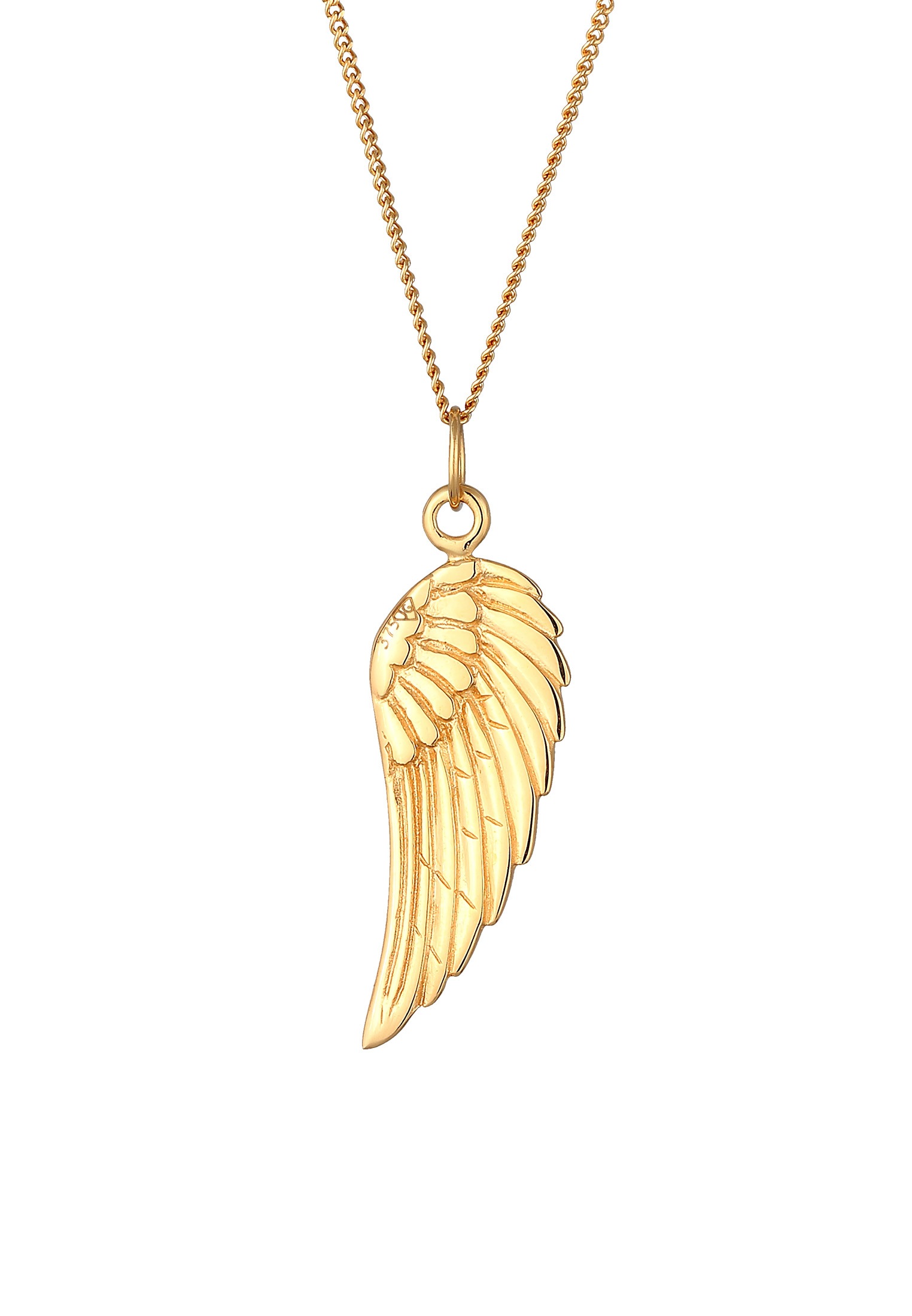 Elli Premium Kette mit Anhänger »Halskette Engel Flügel Basic 375 Gelbgold«