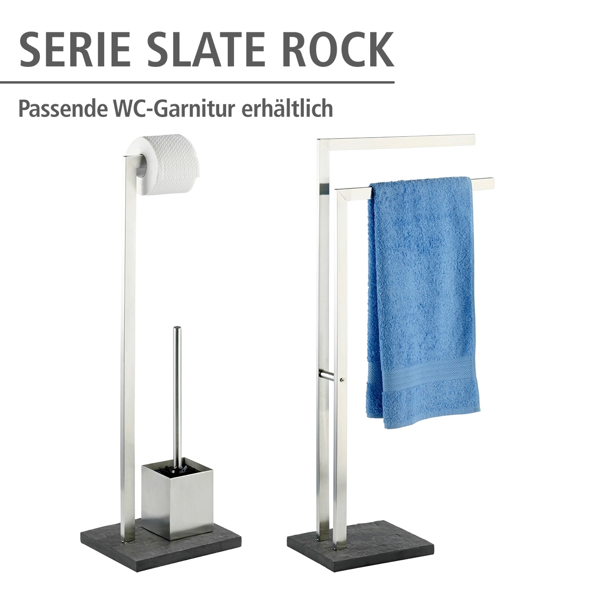 WENKO Handtuchständer »Slate Rock«, mit 2 Armen, Kleiderständer, Edelstahl rostfrei