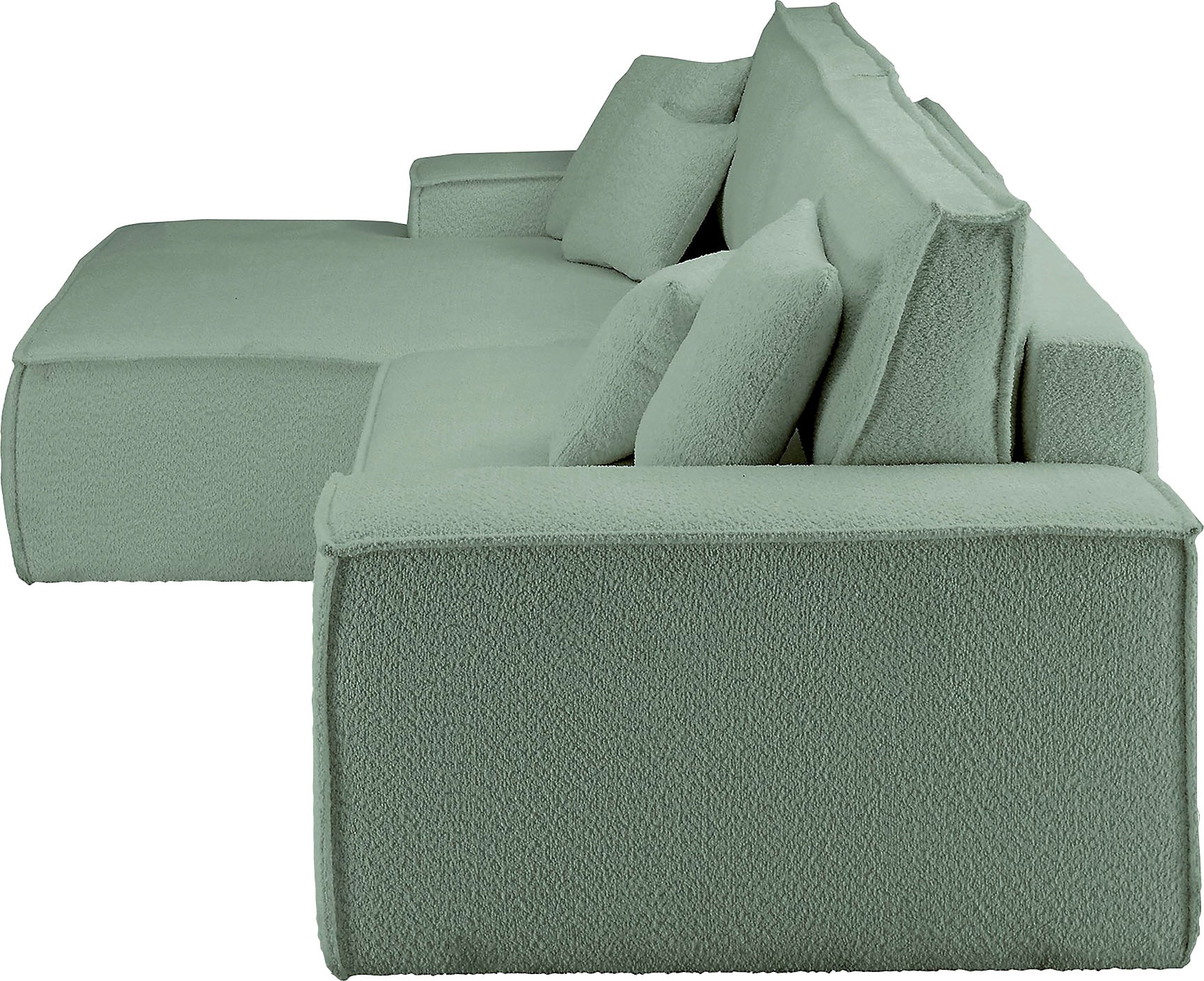 andas Ecksofa »Finnley Schlafsofa 267 cm in Bouclé, Struktur fein u. Cord, L-Form,«, Schlaffunktion m. Bettkasten (136/210 cm), Bouclé, Struktur und Cord