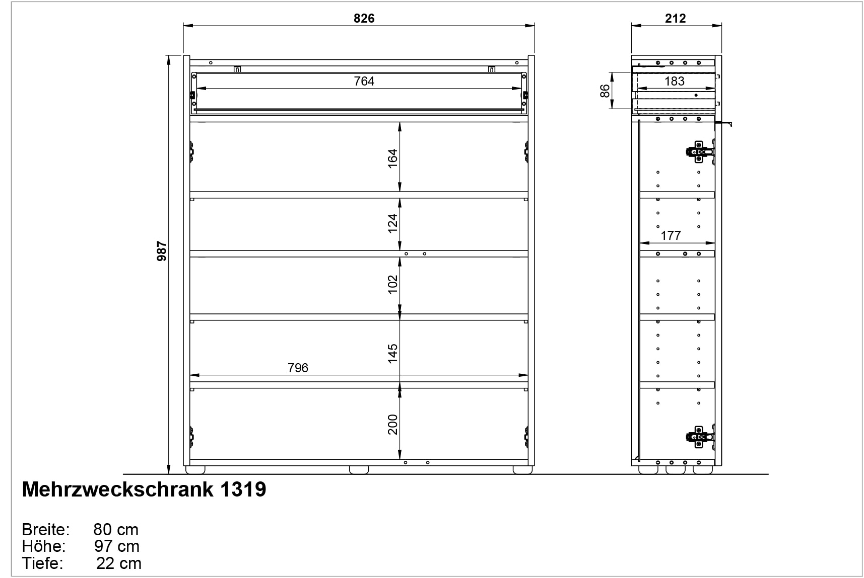 GERMANIA Mehrzweckschrank »Ameca«, (1 St.), mit geringer Tiefe - ideal für schmale Flure