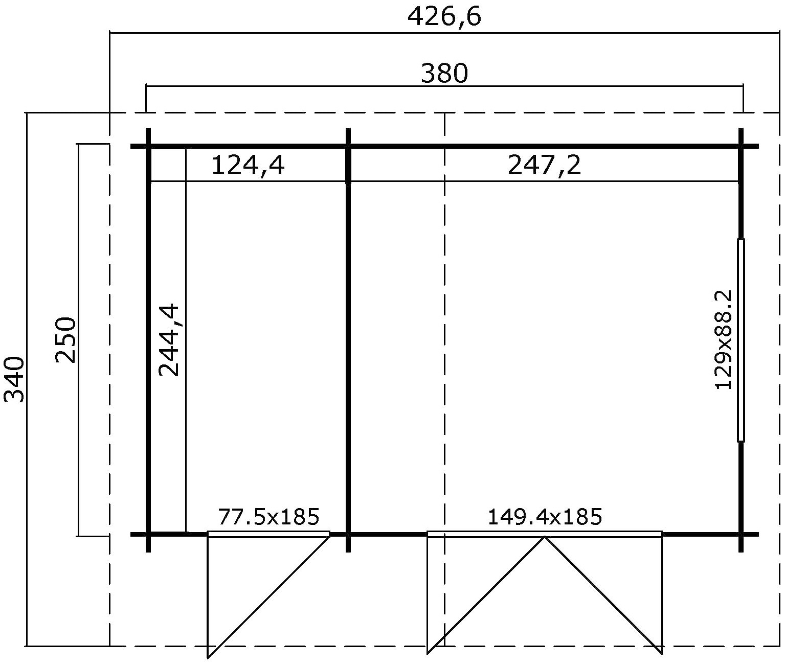 LASITA MAJA Gartenhaus »Keila 28«, (Set), Blochbohlenhaus 28mm 2-Raum, Fundamentmass 3800x2500, Schwedenrot