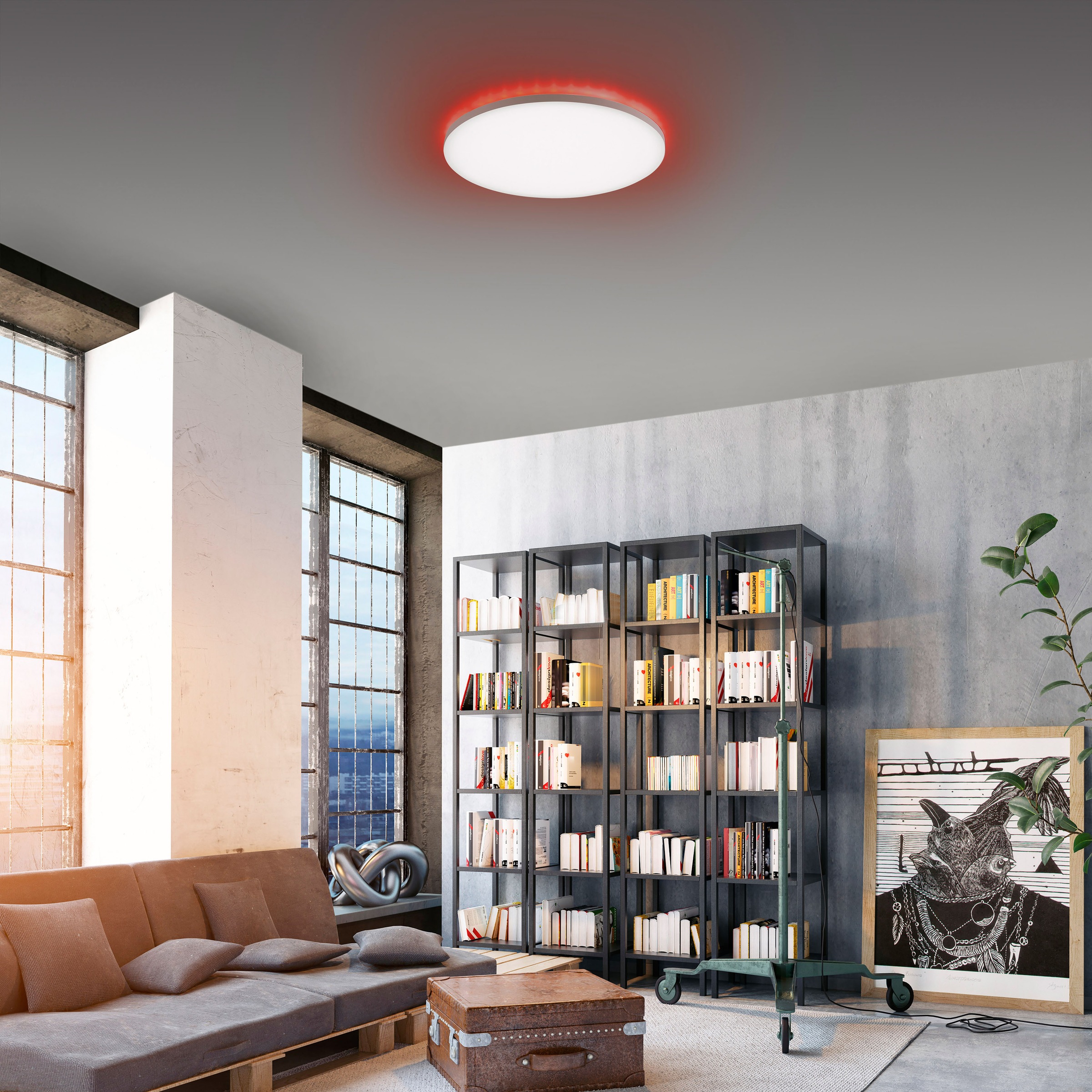 my home LED Deckenleuchte »Floki«, 2 flammig, Leuchtmittel LED-Modul | LED fest integriert, rahmenlos, mit CCT 17W+1,8W Rainbow RGB, Ø 42cm