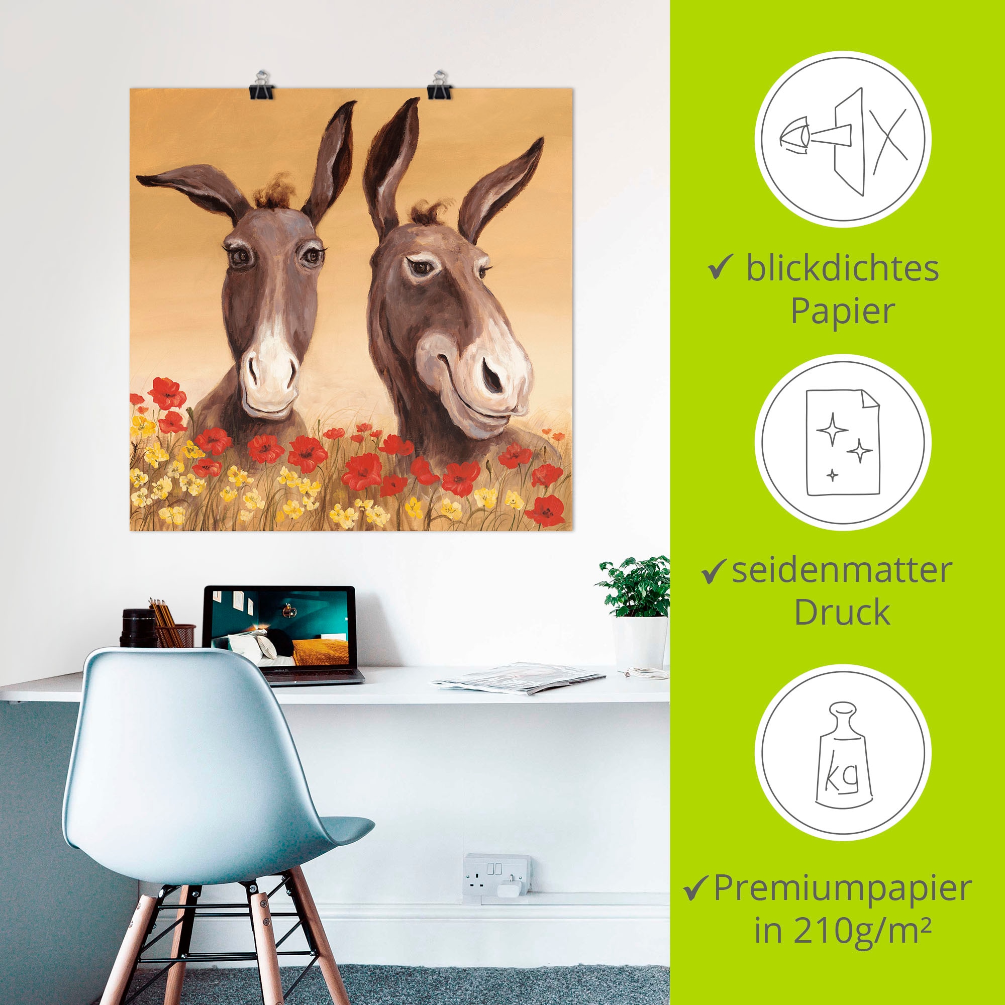 Artland Wandbild »Esel«, Haustiere, (1 St.), als Alubild, Outdoorbild, Leinwandbild, Poster, Wandaufkleber