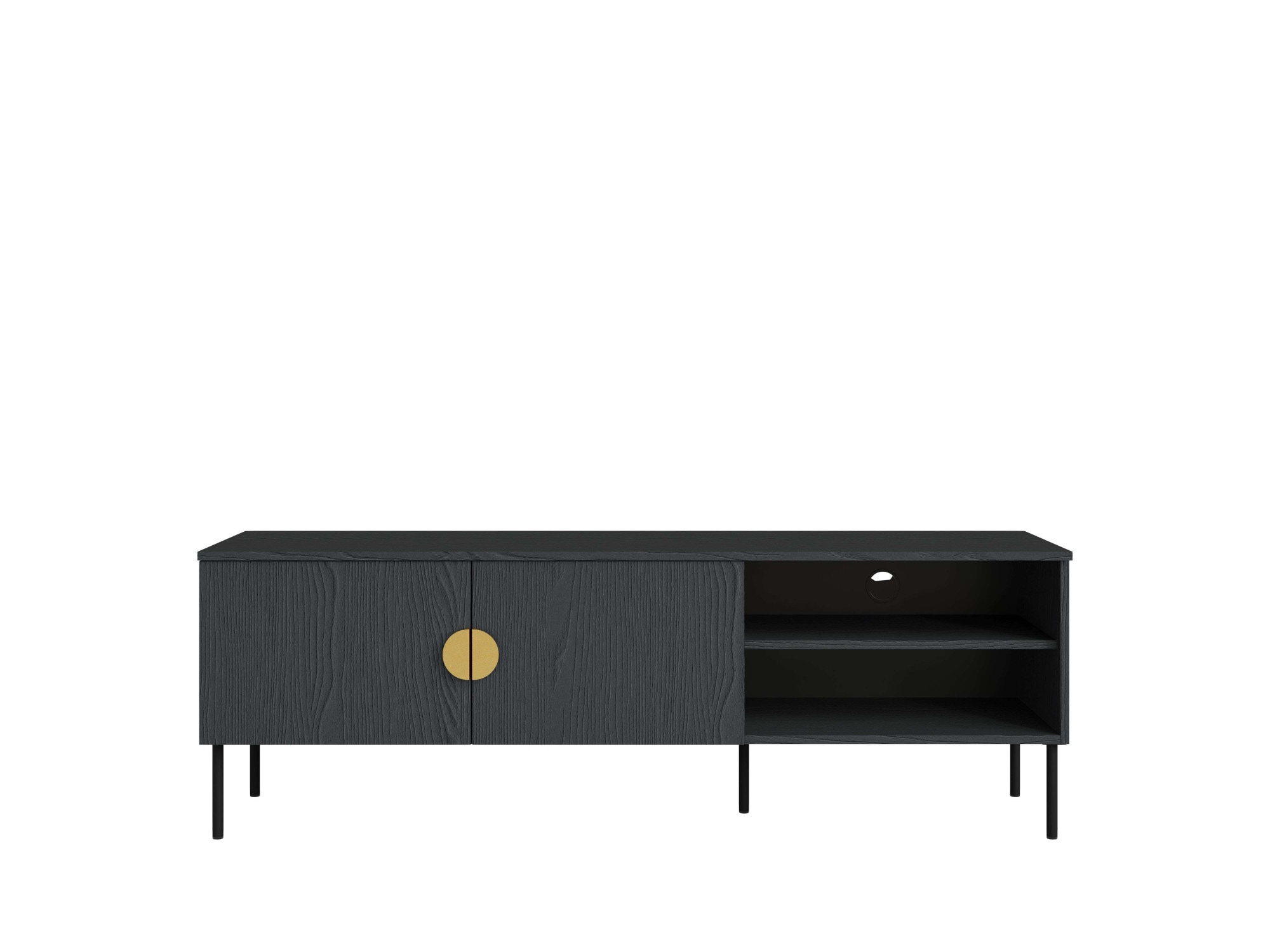 Home affaire Lowboard »BELLOT TV-Schrank mit 2 Türen, Maße B/T/H: 160/40/53,6 cm«, (1 St.), schwarze Farbe, mit holzähnlicher Struktur