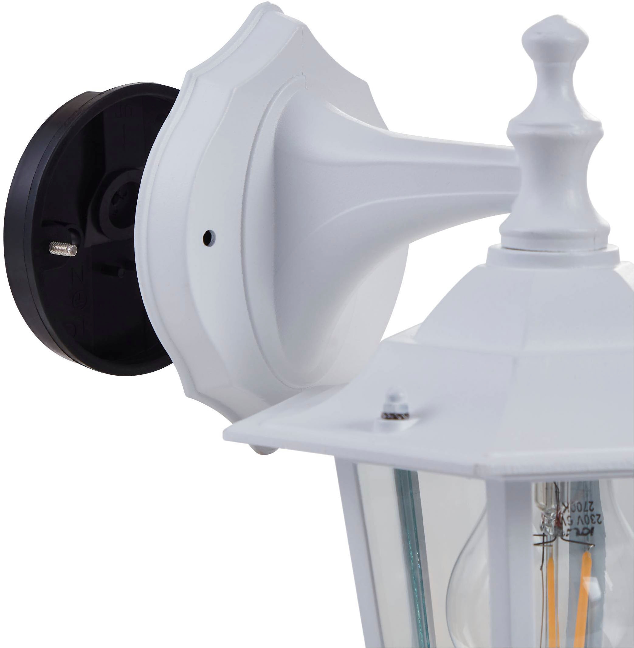 EGLO LED Wandleuchte »LATERNA 5 L16,5 x H35 x AL21 cm, spritzwassergeschützte Lampe« E27 1 Stk. Außen-Wandlampe, Wandleuchte, Weiß, E27, IP44, L16,5 x H35 x AL21 cm