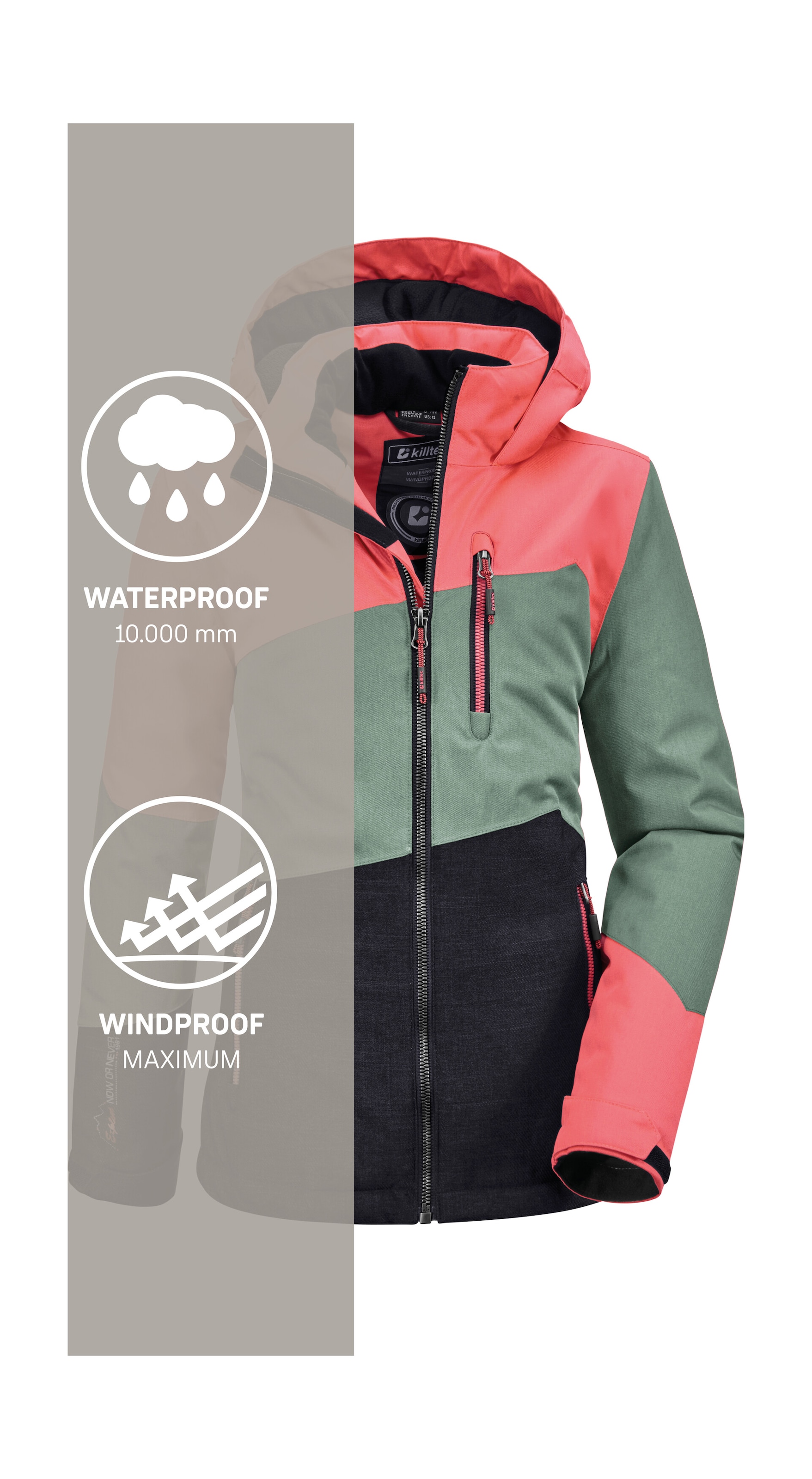Killtec Outdoorjacke »Lynge GRLS JCKT B«, Wasserdichte Winterjacke mit Kapuze, Fleece, verstellbaren Ärmeln