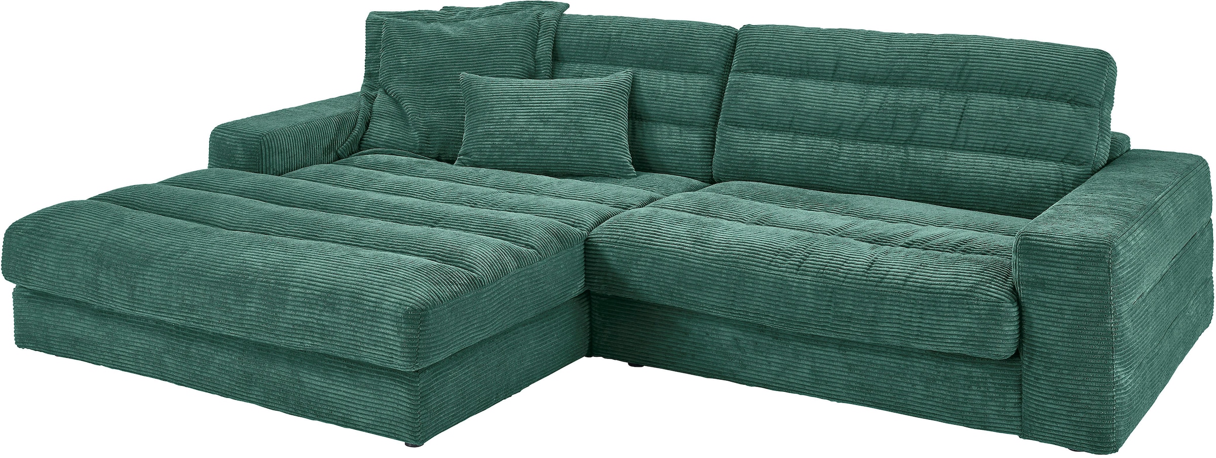 3C Candy Ecksofa »Stripes Mega-Sofa, bequem und komfortabel, L-Form« Lose Rückenkissen, mit feiner Quersteppung, Cord-Bezug