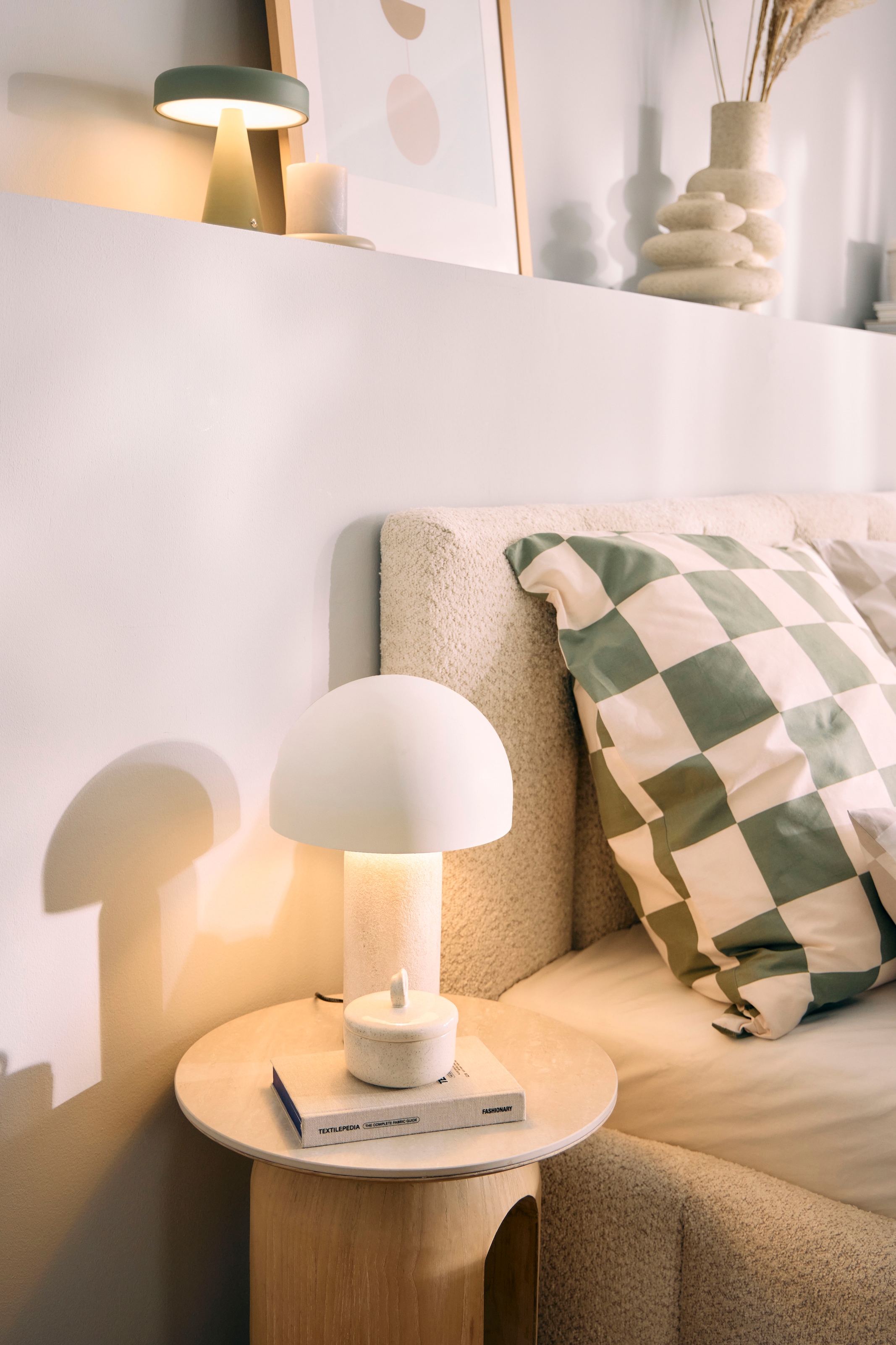 homsy by Ana Johnson Tischleuchte »LUMEVA Pilz Lampe« E14 warmweiß - kaltweiß Keramik, Pilzleuchte, Höhe 38cm, beige, Metall, E14 Fassung