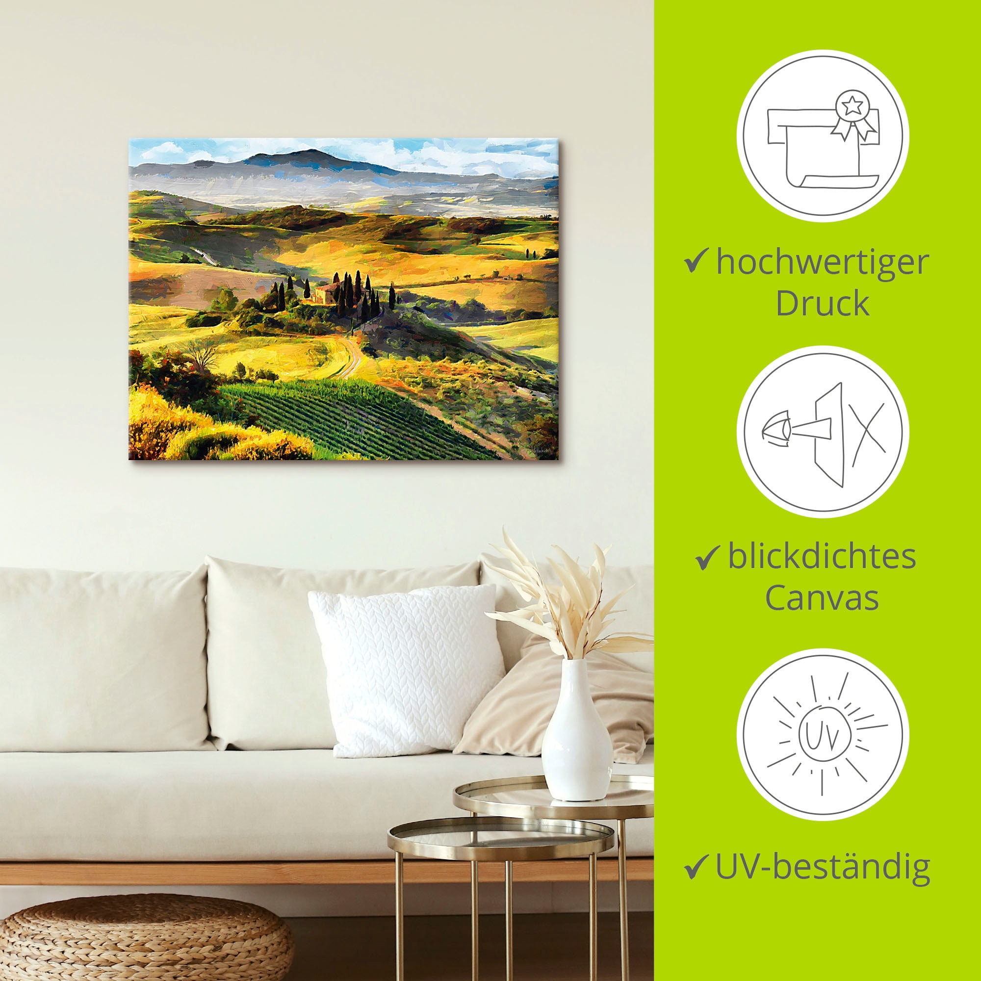 Artland Wandbild »Toskana von oben«, Bilder von Europa, (1 St.), als Leinwandbild, Poster in verschied. Größen