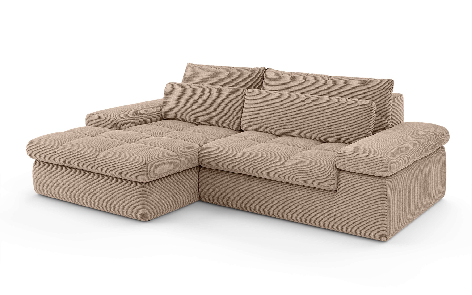 Home affaire Ecksofa »ALVERIE mit Recamiere, moderne Steppung, Maße: B/T/H 274/203/106 cm«, L-Form mit Wellenunterfederung, mit 4 Rückenkissen, pflegeleicht Stoff
