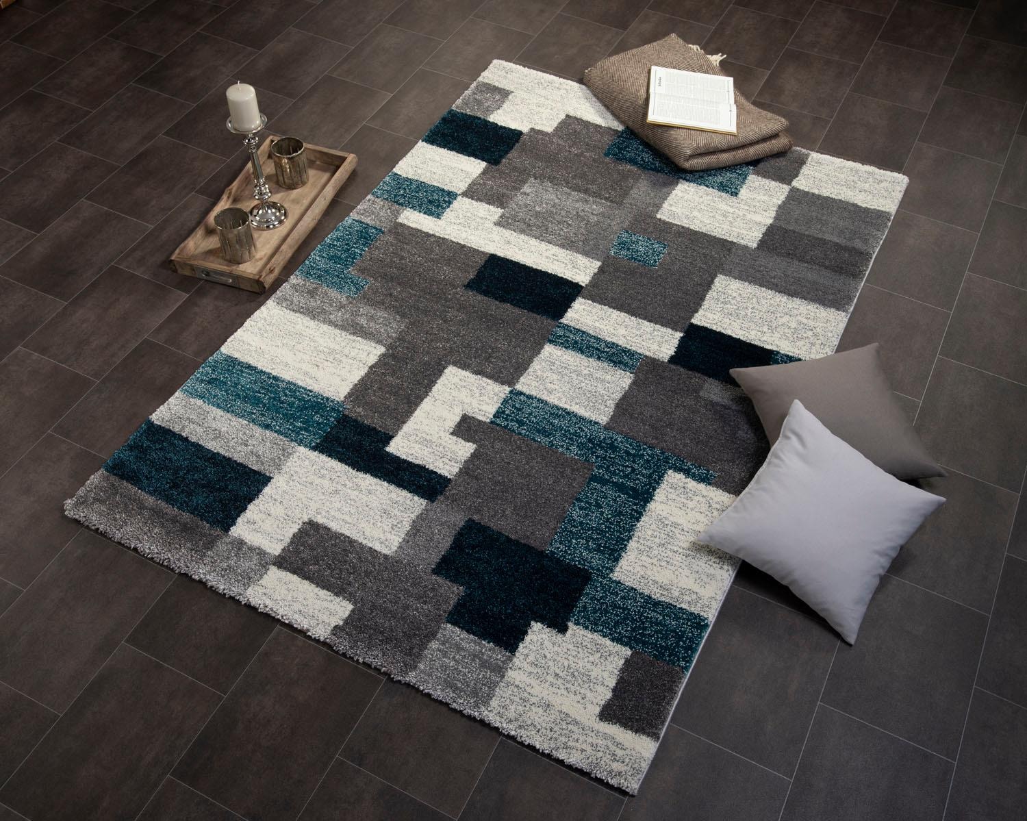 OCI DIE TEPPICHMARKE Teppich »STEADY ALLOVER« rechteckig 20 mm Höhe Frisé Kurzdlor, Mosaik, robust, Wohnzimmer