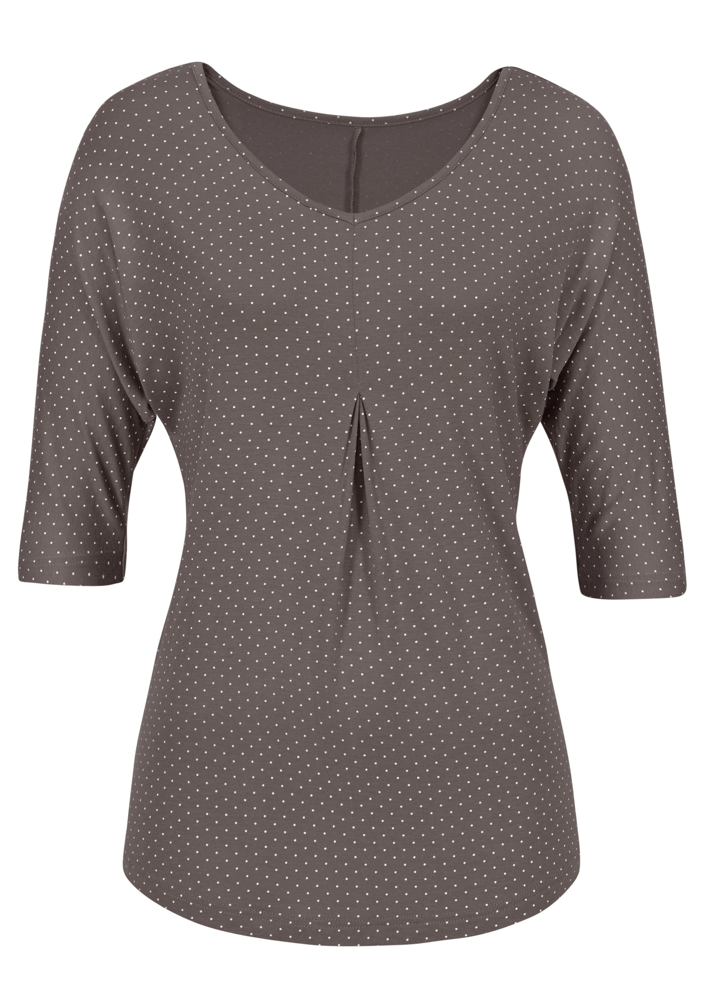 LASCANA Kurzarmshirt »mit Kellerfalte«, aus weichem Viskose-Stretch