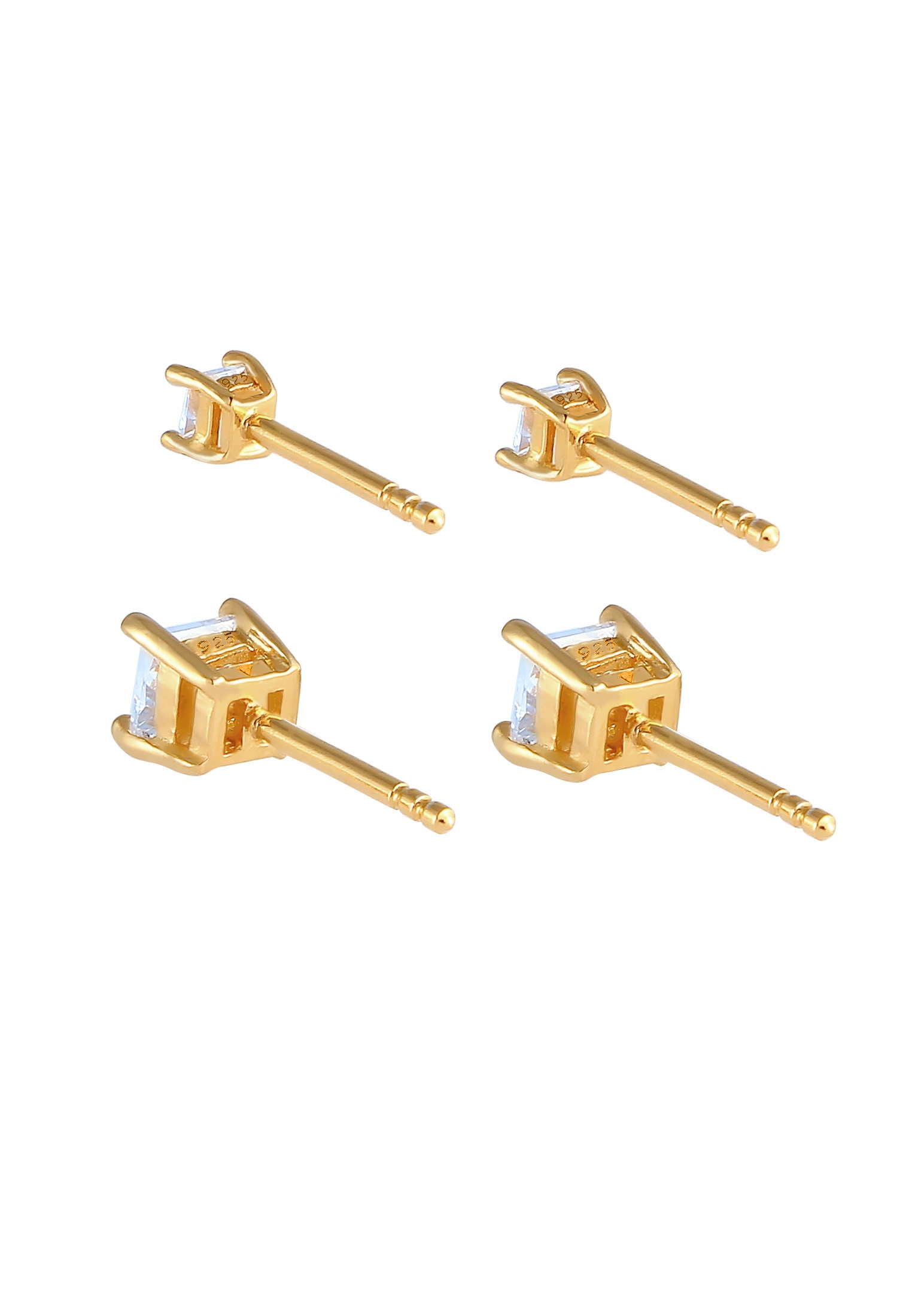 Elli Ohrstecker-Set »Ohrringe Zirkonia Viereck Basic (2 tlg) 925 Silber«