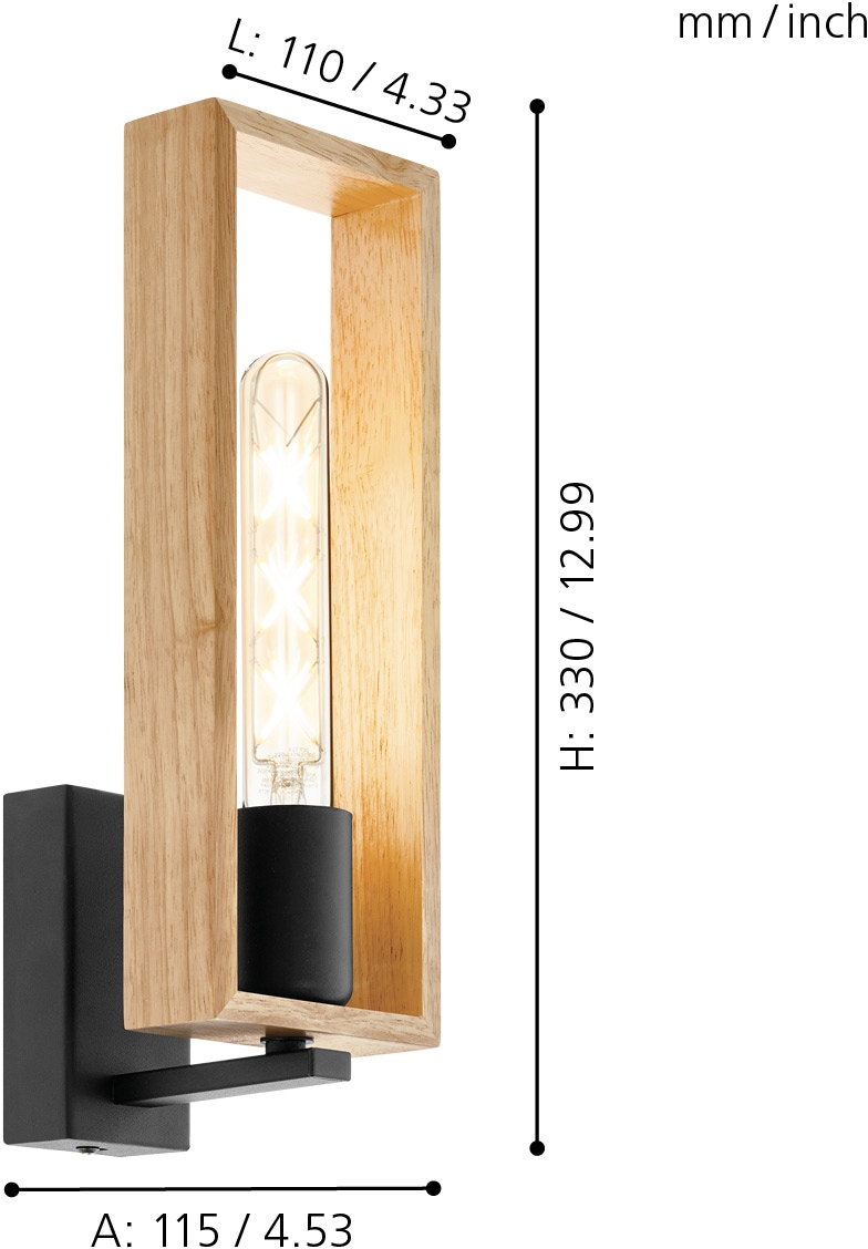 EGLO Wandleuchte »LITTLETON«, 1 flammig, Leuchtmittel E27 | ohne Leuchtmittel, Vintage Wandleuchte im Industrial Design, Retro Lampe, Fassung E27
