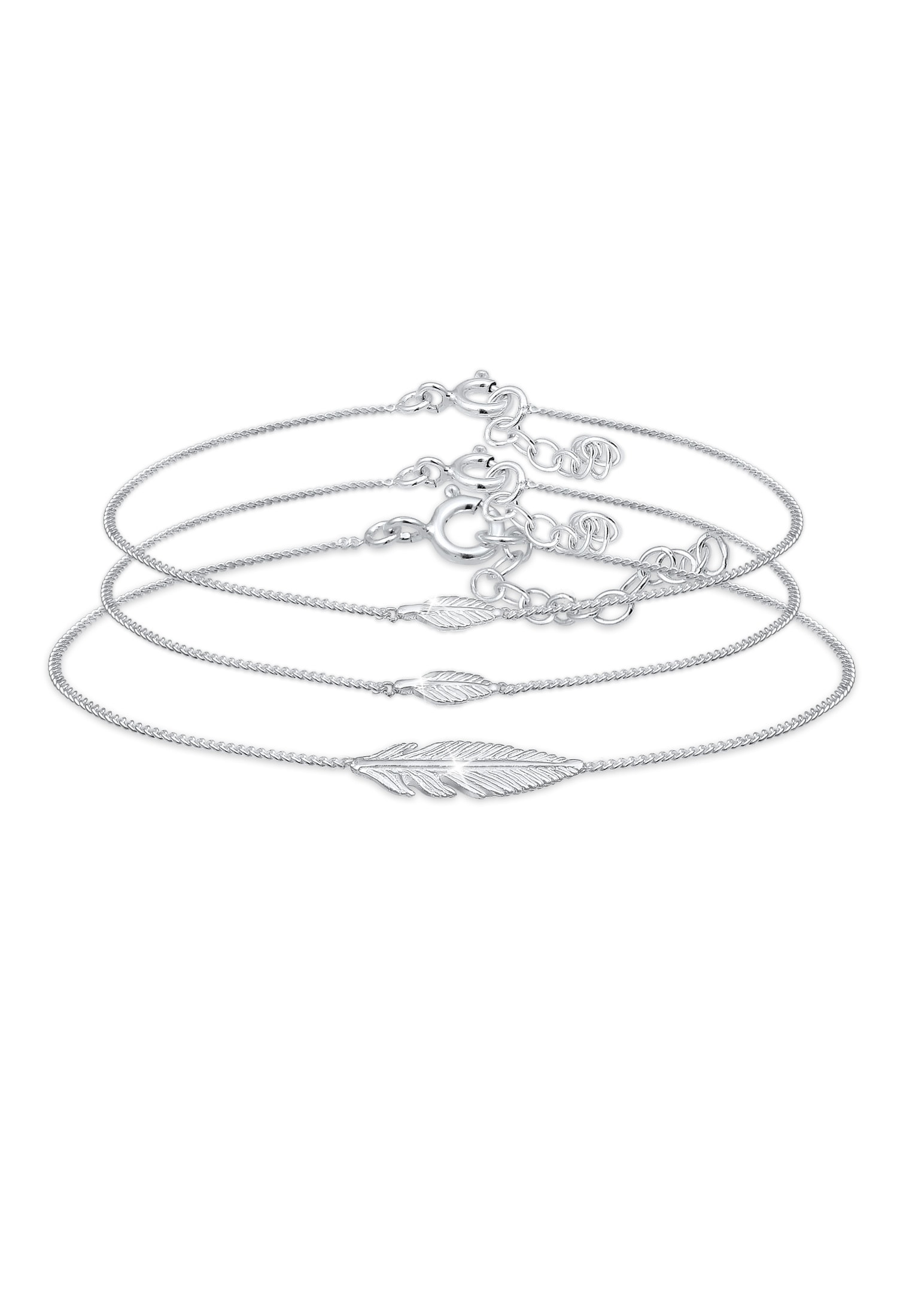 Elli Armketten Set »Armband Feder Mutter Kind 3er Set 925 Sterling Silber«