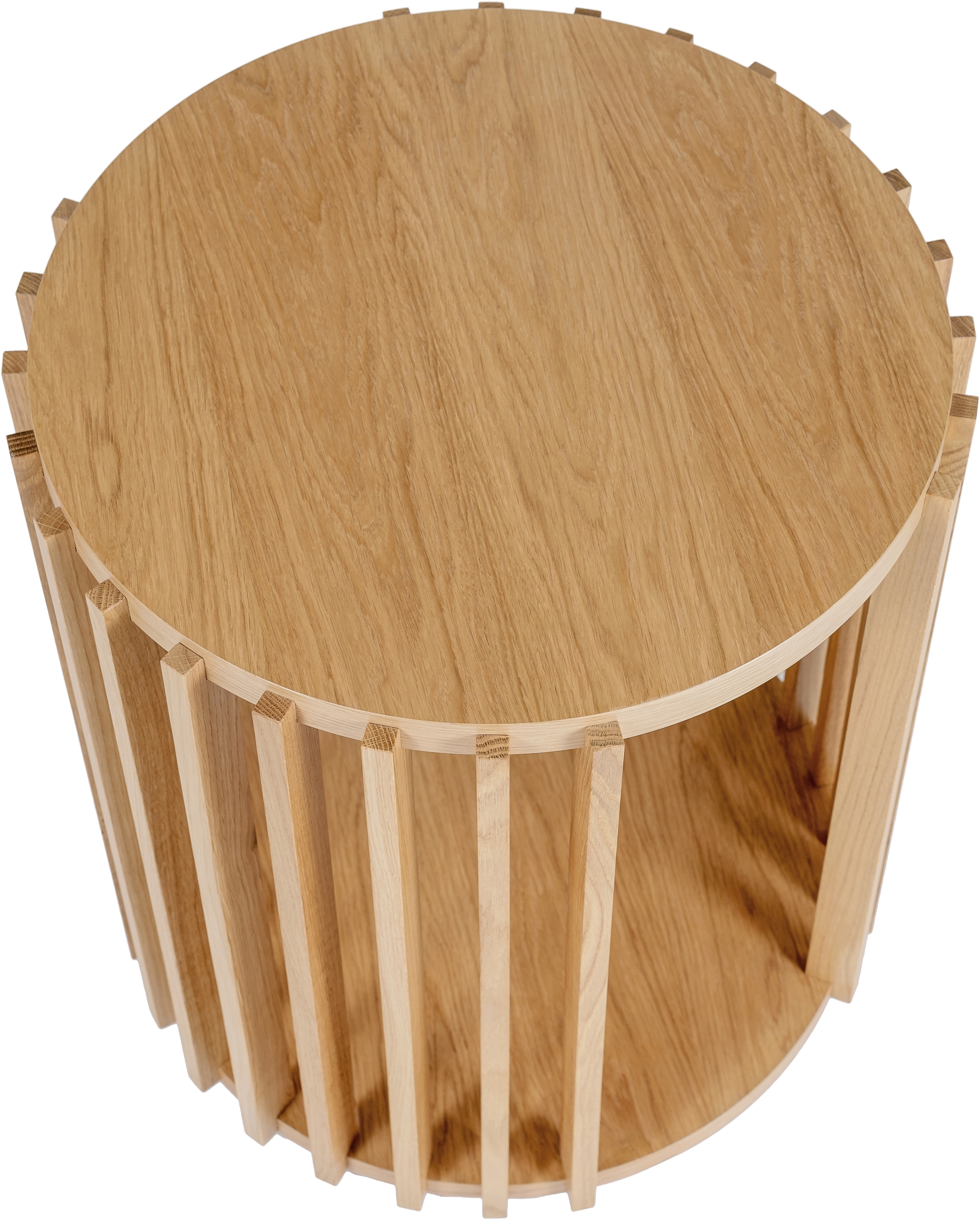 Woodman Beistelltisch »Drum, Breite/Tiefe/Höhe: 53/53/58 cm«, Holzfurnier aus Eiche, Sproßen aus massiver Eiche