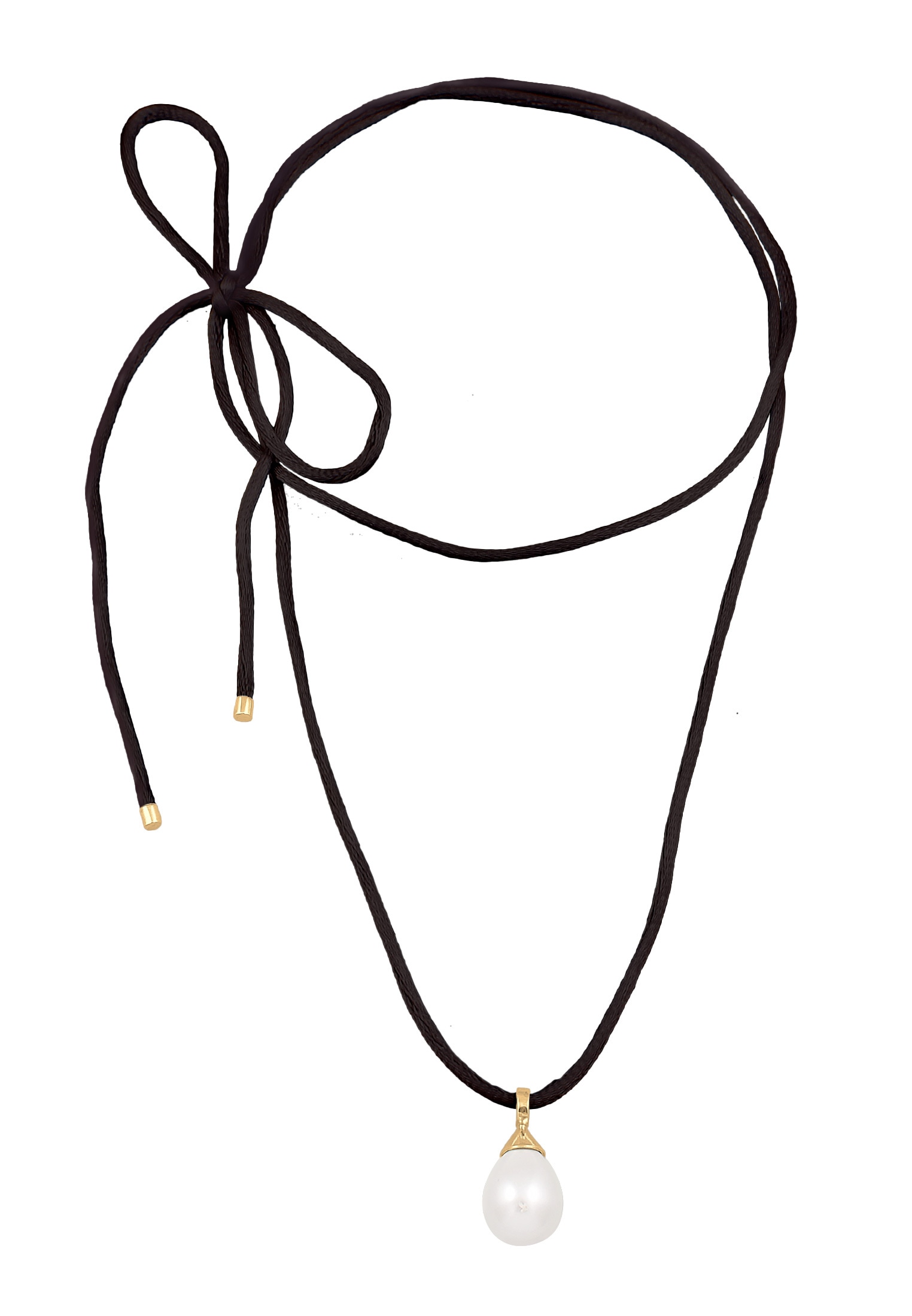 Elli Perlenkette »Halskette Muschelkernperle Tropfen Satinband 925 Silber«