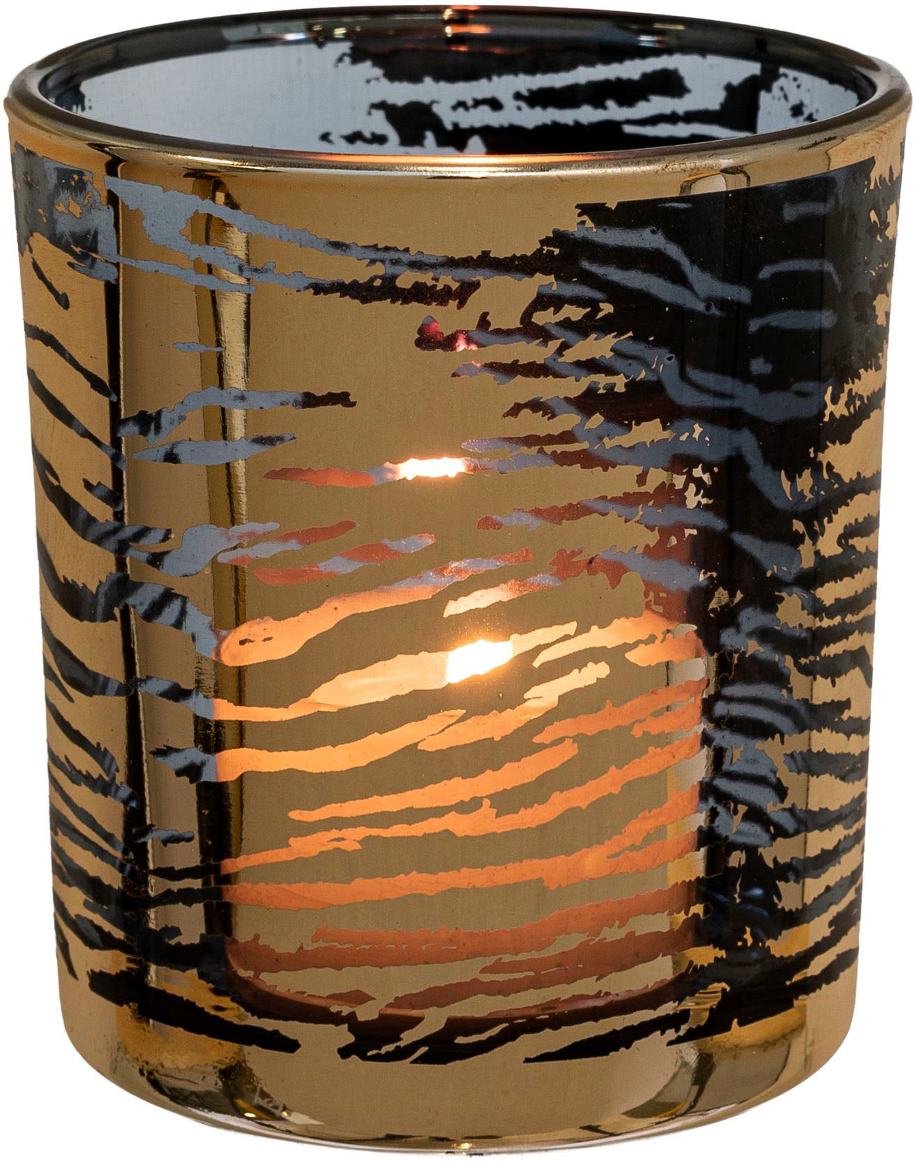 Creativ home Windlicht »Kerzenhalter LEOPARD«, (1 St.), Teelichthalter aus Glas, Höhe ca. 15 cm