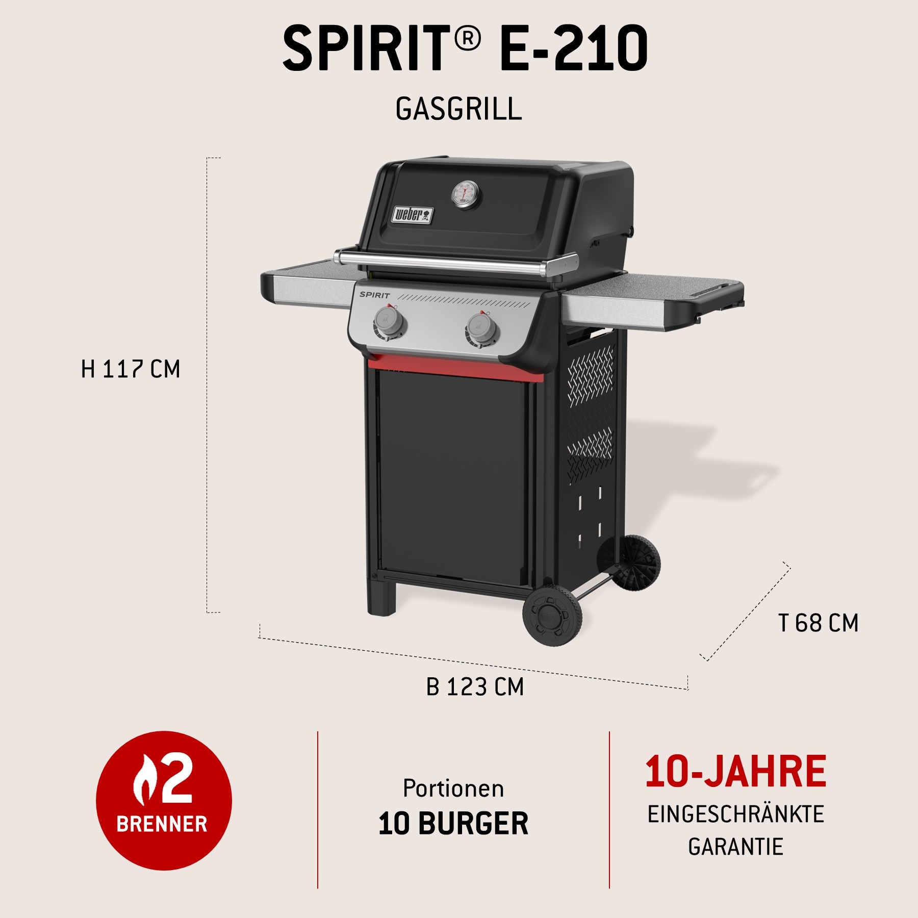 Weber Gasgrill »SPIRIT E-210 (2025)« Edelstahl Flavorizer Bars, Snap Jet Zündung
