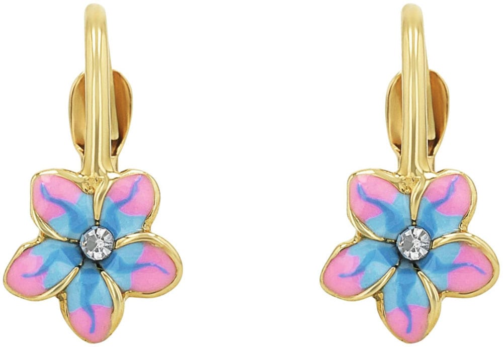 Amor Paar Ohrhänger »Blume« mit Zirkonia (synth.) und Emaille