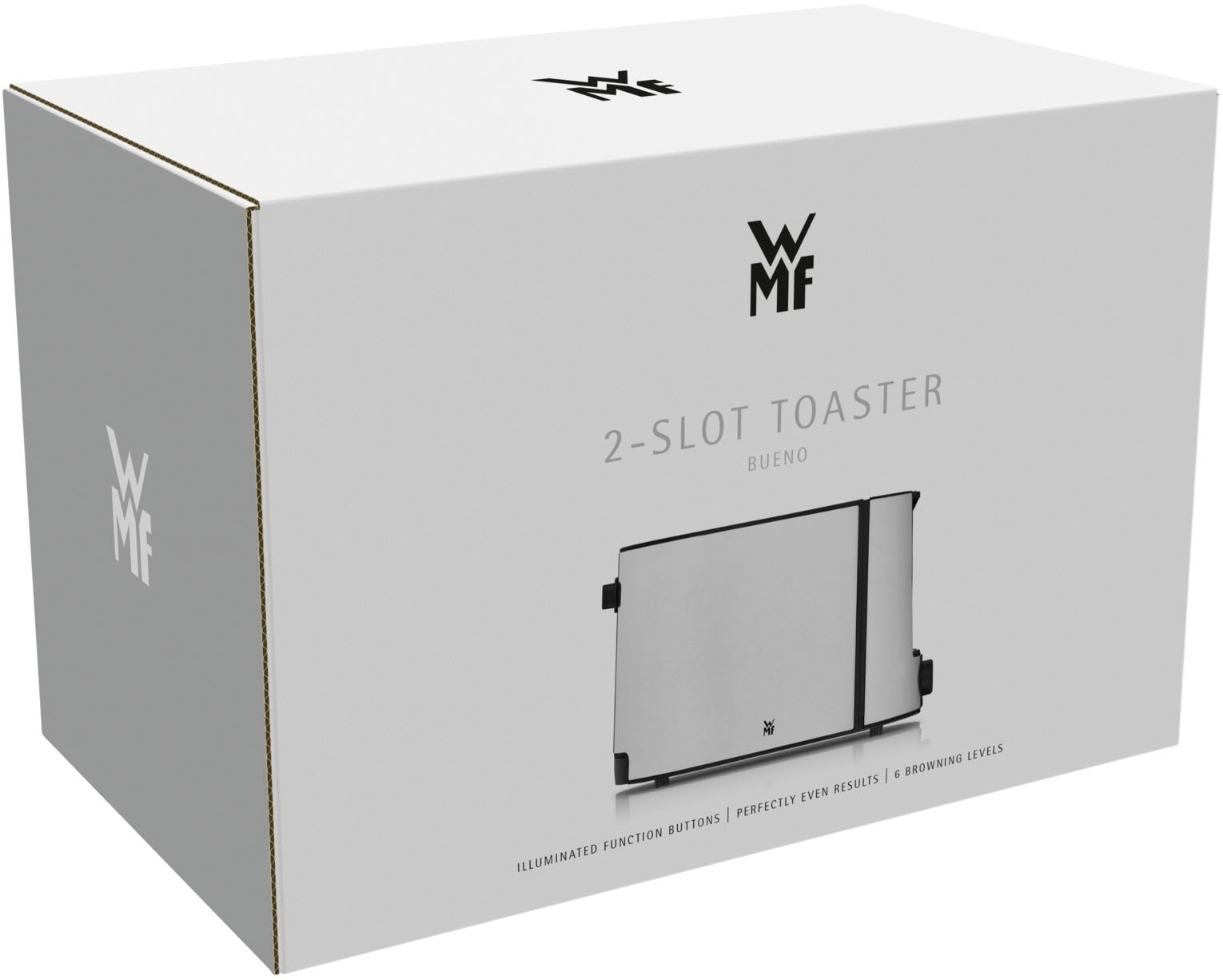 WMF Toaster »Bueno Pro, 2-Scheiben-Toaster mit integriertem Brötchenaufsatz«, 2 kurze Schlitze, für 2 Scheiben, 870 W, 6 Bräunungsstufen, Brotzentrierung, Krümelschublade, Cromargan Gehäuse