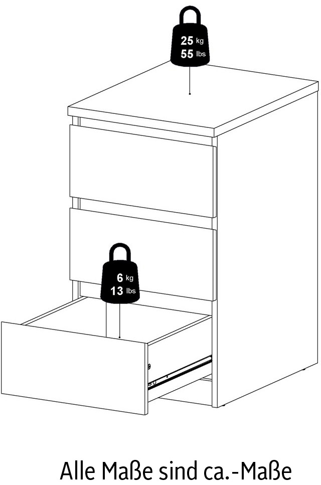 INOSIGN Kommode »Naia« Elegante und modernes Sideboard mit 3 geräumigenSchubladen