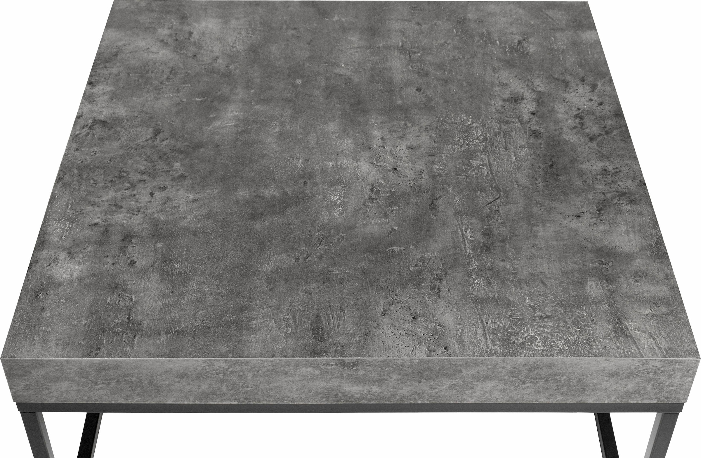TemaHome Couchtisch »Petra«, mit einer Tischplatte in Beton-Optik und einem schwarzen Beingestell