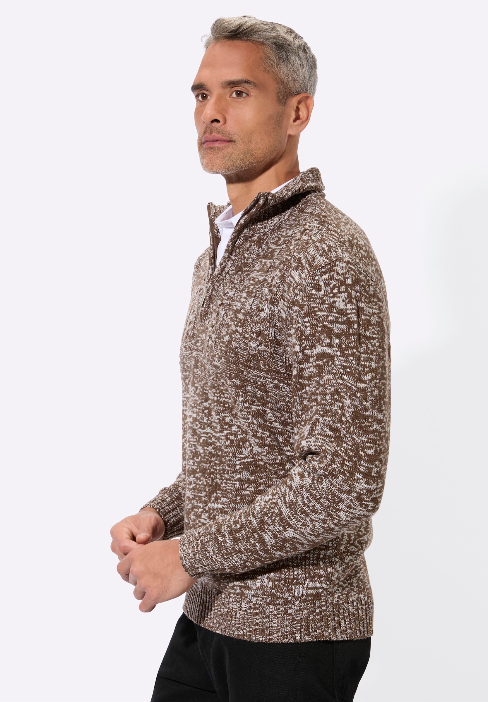 Sieh an! Troyer »Pullover Langarm-Pullover mit platziertem Zopfmuster«