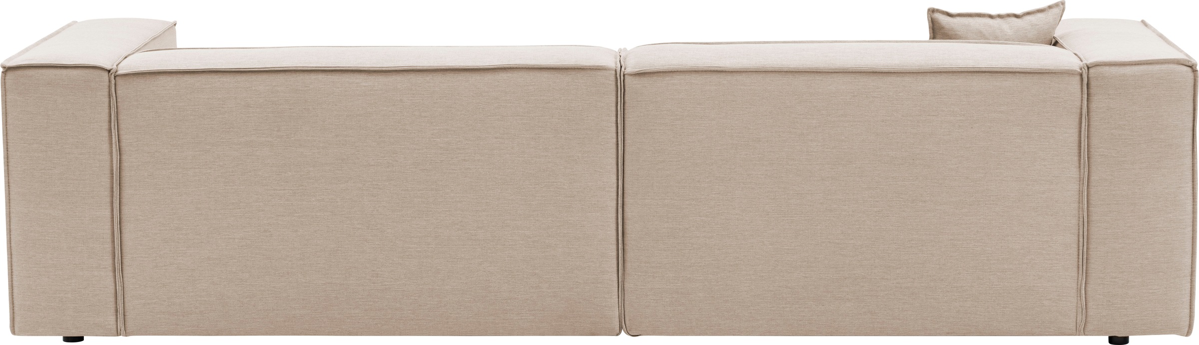 LeGer Home by Lena Gercke Ecksofa »PIARA mit Kedernaht in Cord oder Leinenoptik, moderne Couch in L-Form«, wahlweise Ottomane rechts/links, schwarze Füße, bequemer Sitzkomfort